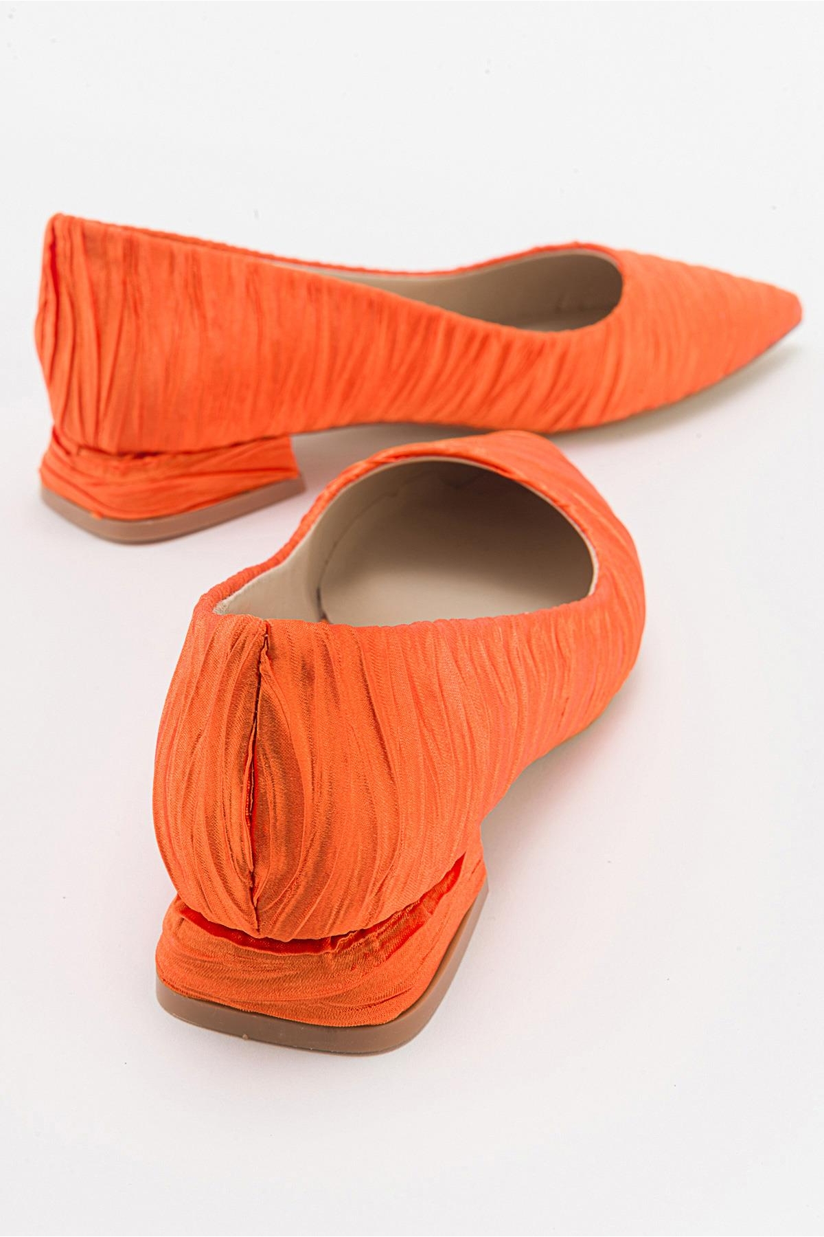 Kadın Sade Babet ORANJ SATEN - Görsel 5