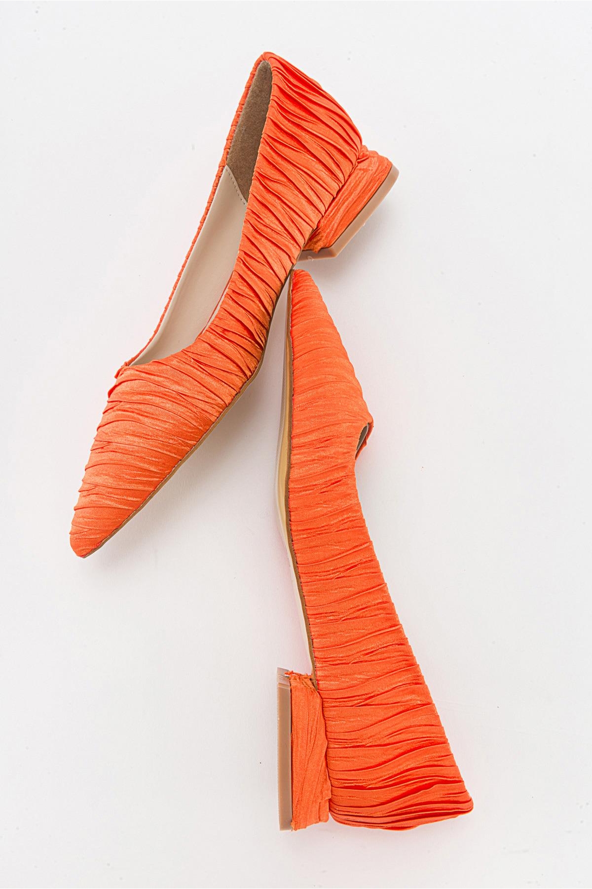 Kadın Sade Babet ORANJ SATEN - Görsel 7