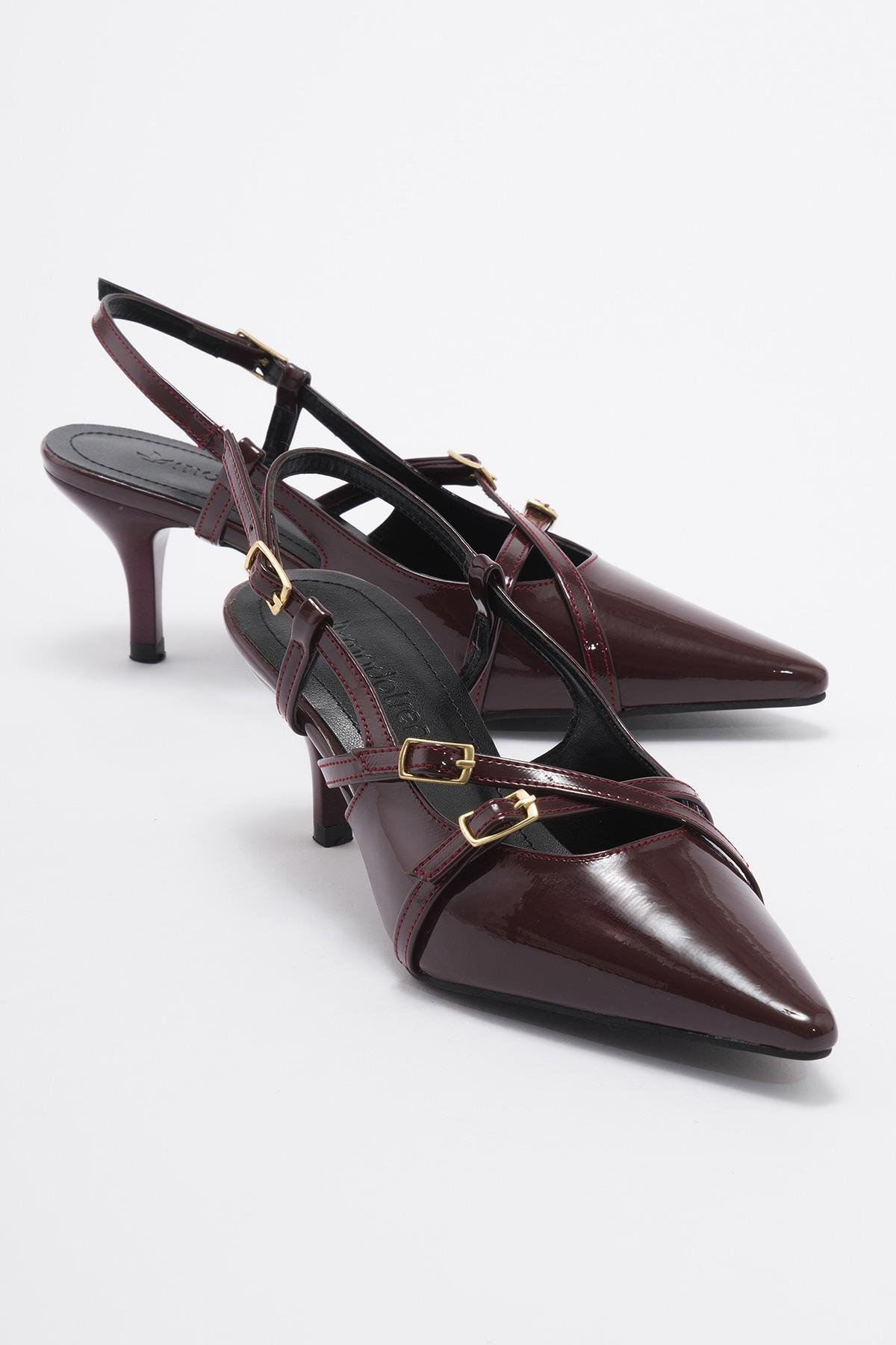 Kadın Sivri Burun Topuklu Ayakkabı BORDO RUGAN - Görsel 2