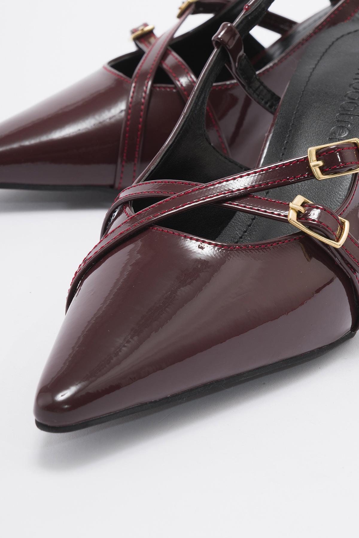 Kadın Sivri Burun Topuklu Ayakkabı BORDO RUGAN - Görsel 4
