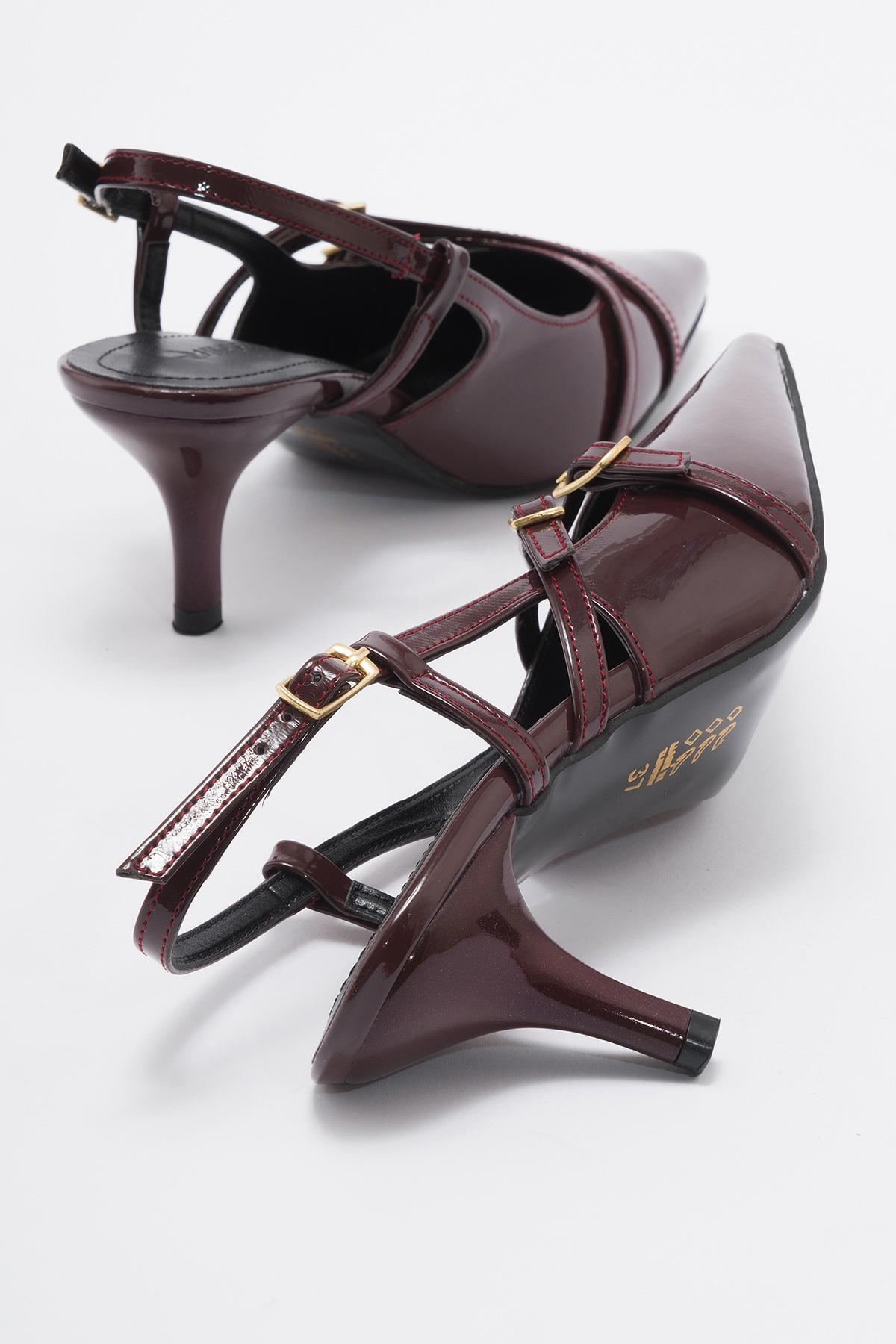 Kadın Sivri Burun Topuklu Ayakkabı BORDO RUGAN - Görsel 5