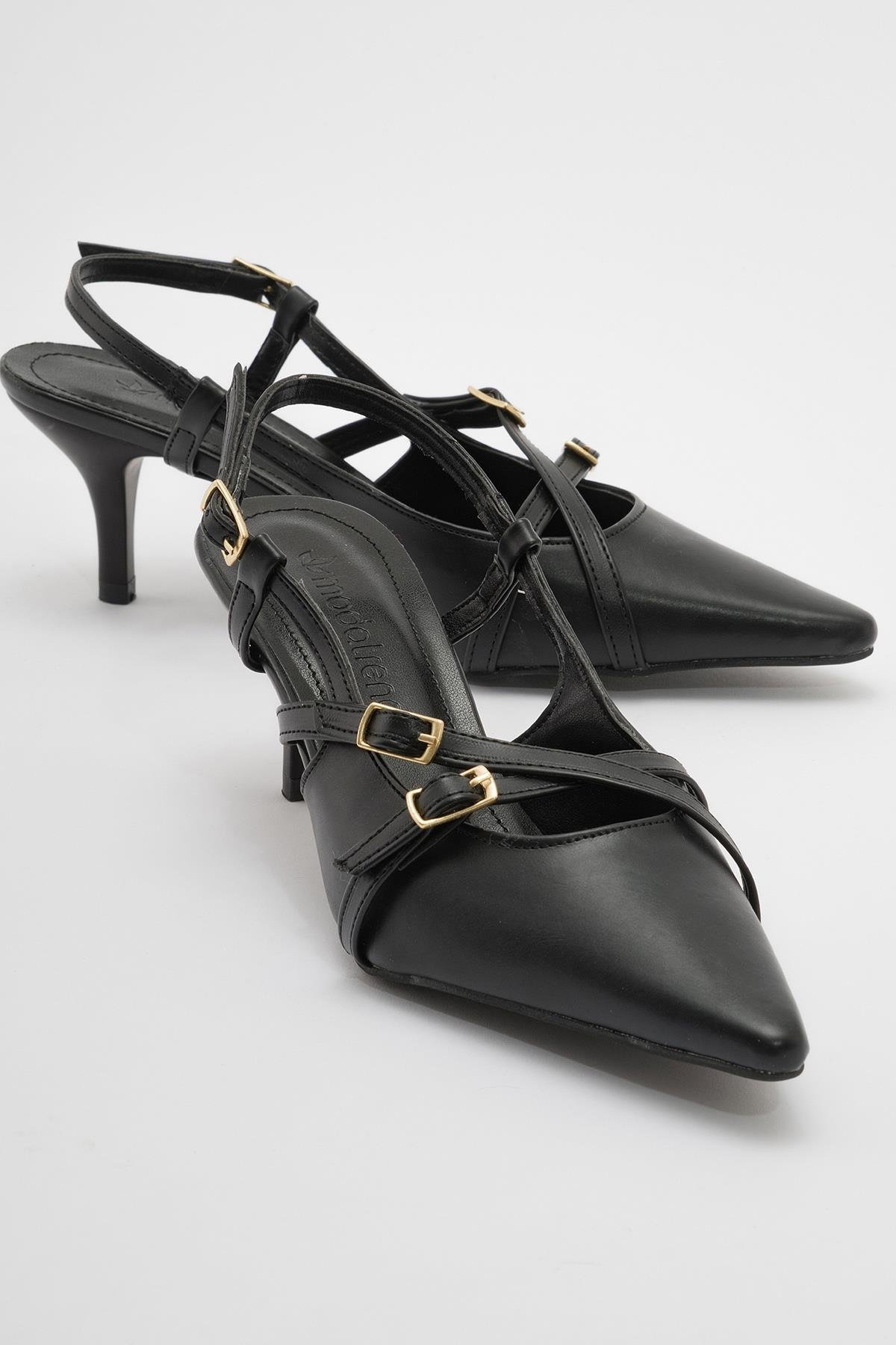 Kadın Sivri Burun Topuklu Ayakkabı SİYAH CİLT - Görsel 2