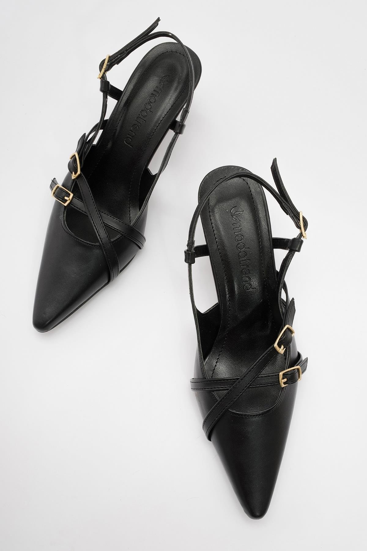 Kadın Sivri Burun Topuklu Ayakkabı SİYAH CİLT - Görsel 3
