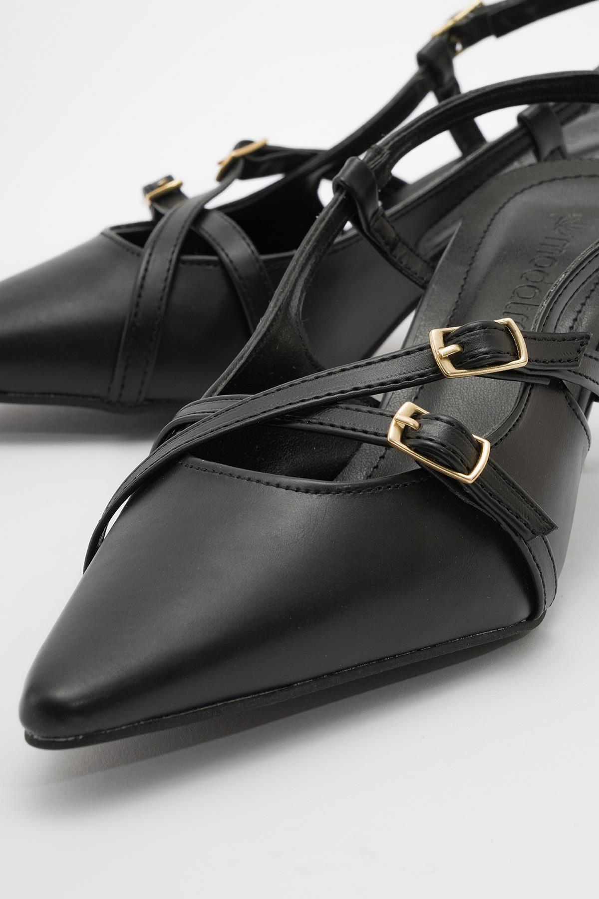 Kadın Sivri Burun Topuklu Ayakkabı SİYAH CİLT - Görsel 5
