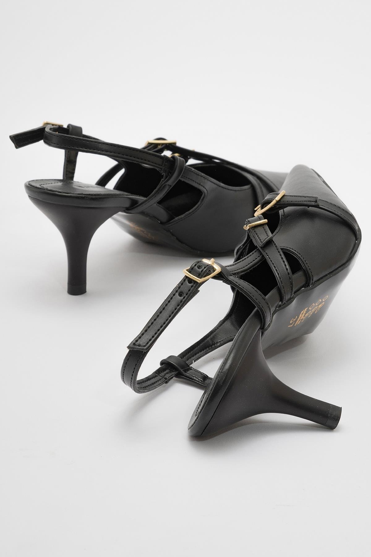 Kadın Sivri Burun Topuklu Ayakkabı SİYAH CİLT - Görsel 6