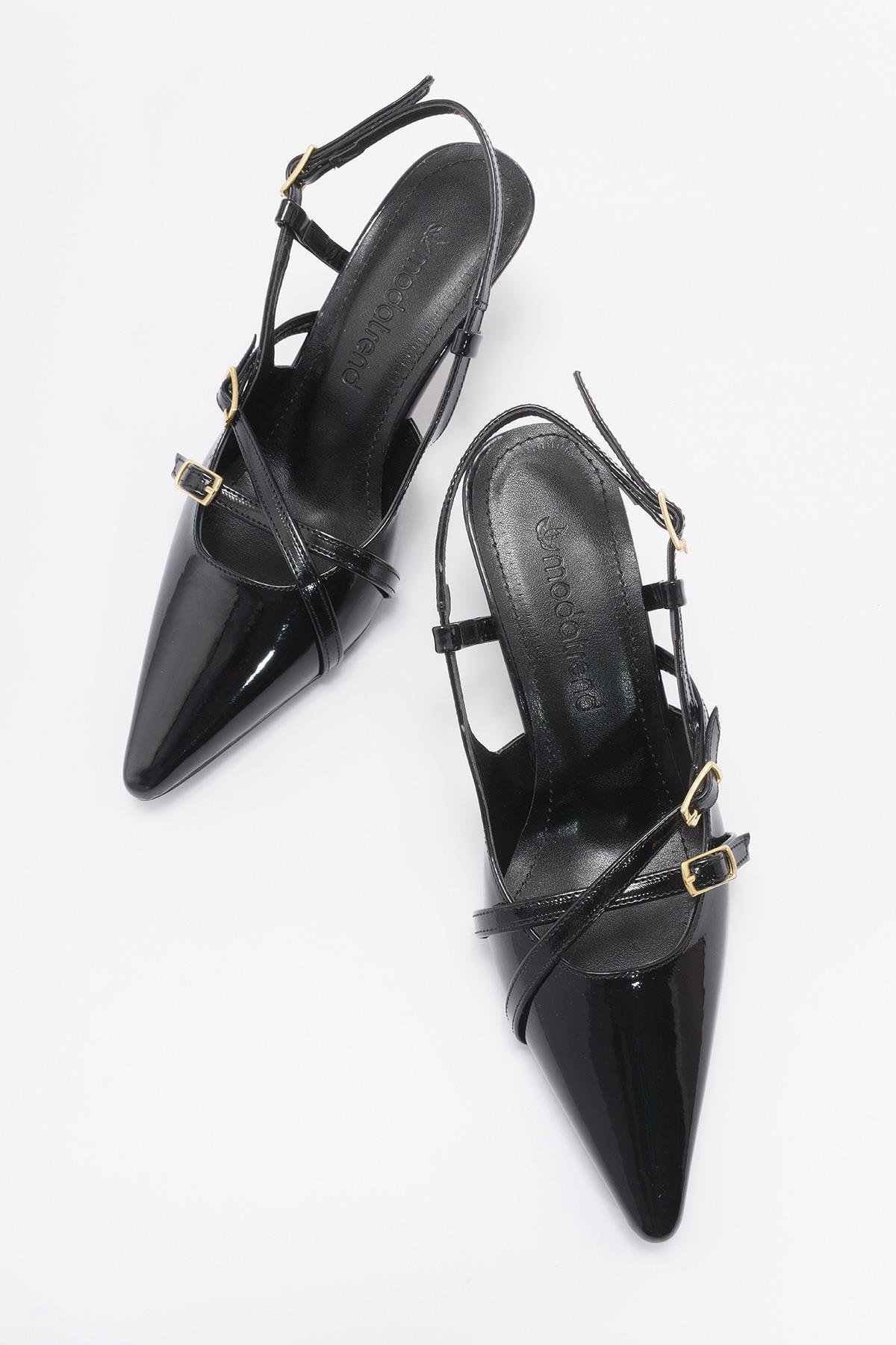 Kadın Sivri Burun Topuklu Ayakkabı SİYAH RUGAN - Görsel 6