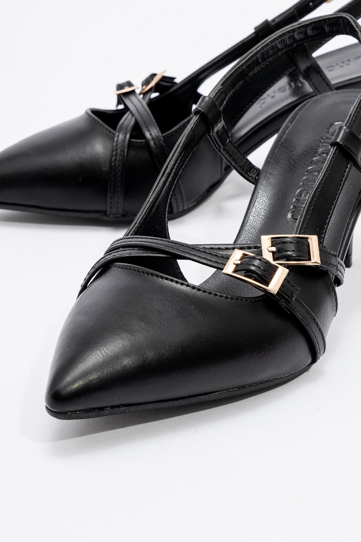 Kadın 3 Tokalı Topuklu Ayakkabı SİYAH RUGAN - Görsel 4