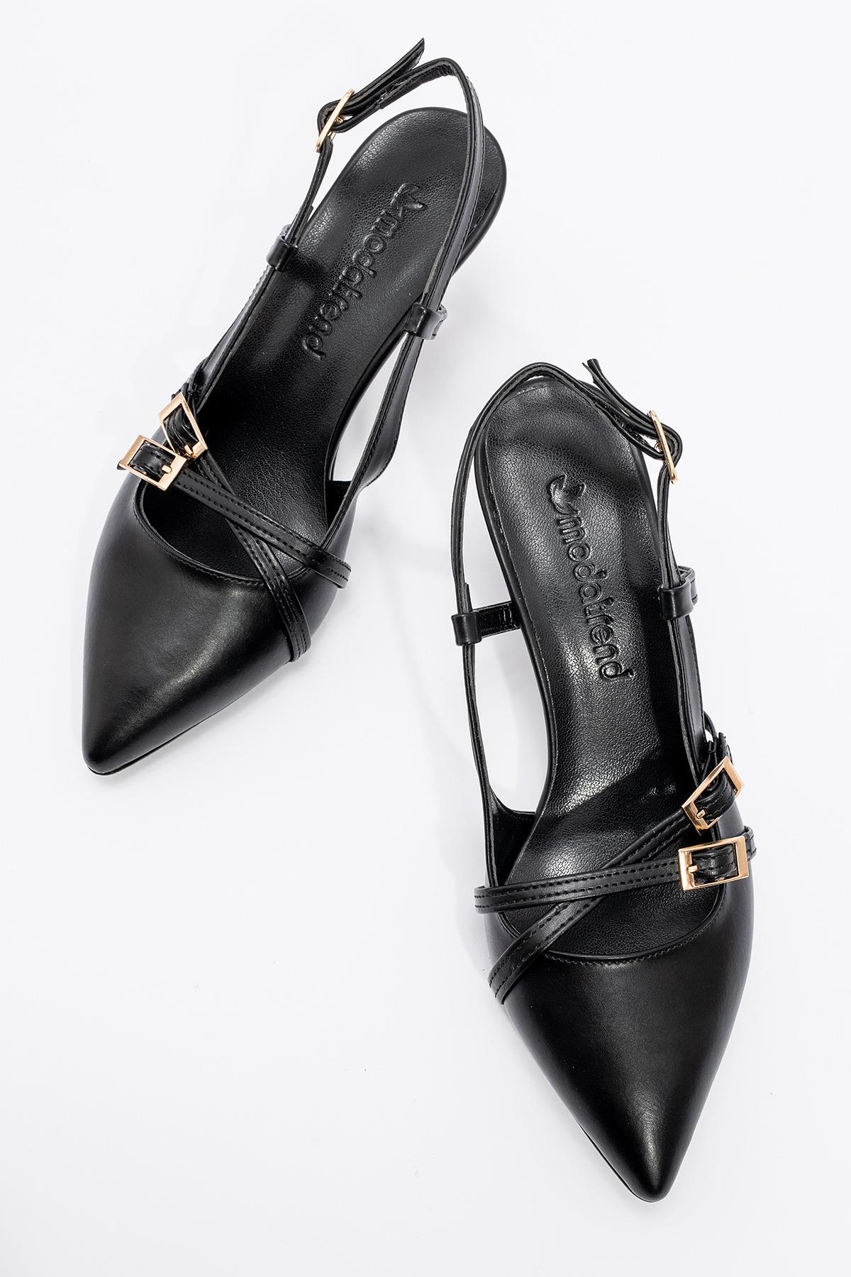 Kadın 3 Tokalı Topuklu Ayakkabı SİYAH RUGAN - Görsel 6