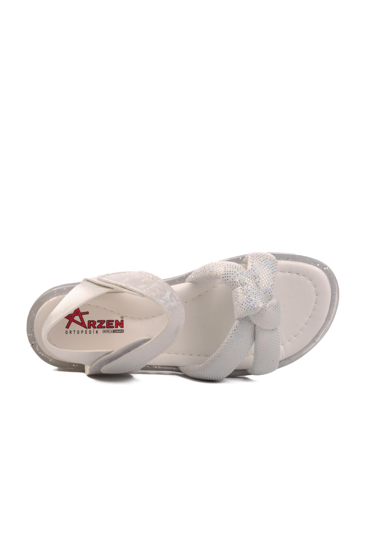 24-409-F Beyaz Simli Kız Çocuk Sandalet - Görsel 5