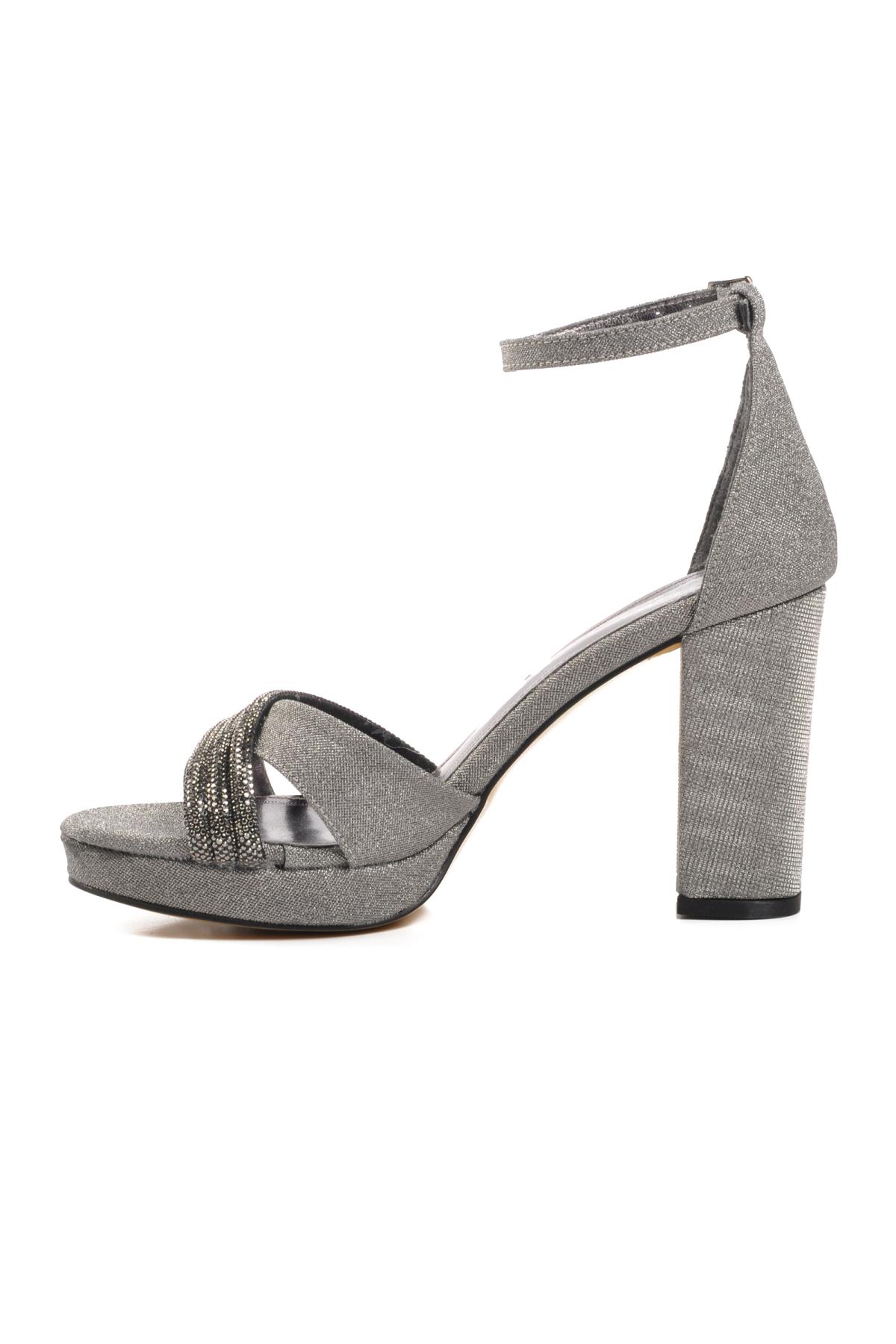 655328 Platin Kadın Topuklu Abiye Ayakkabı - Görsel 4