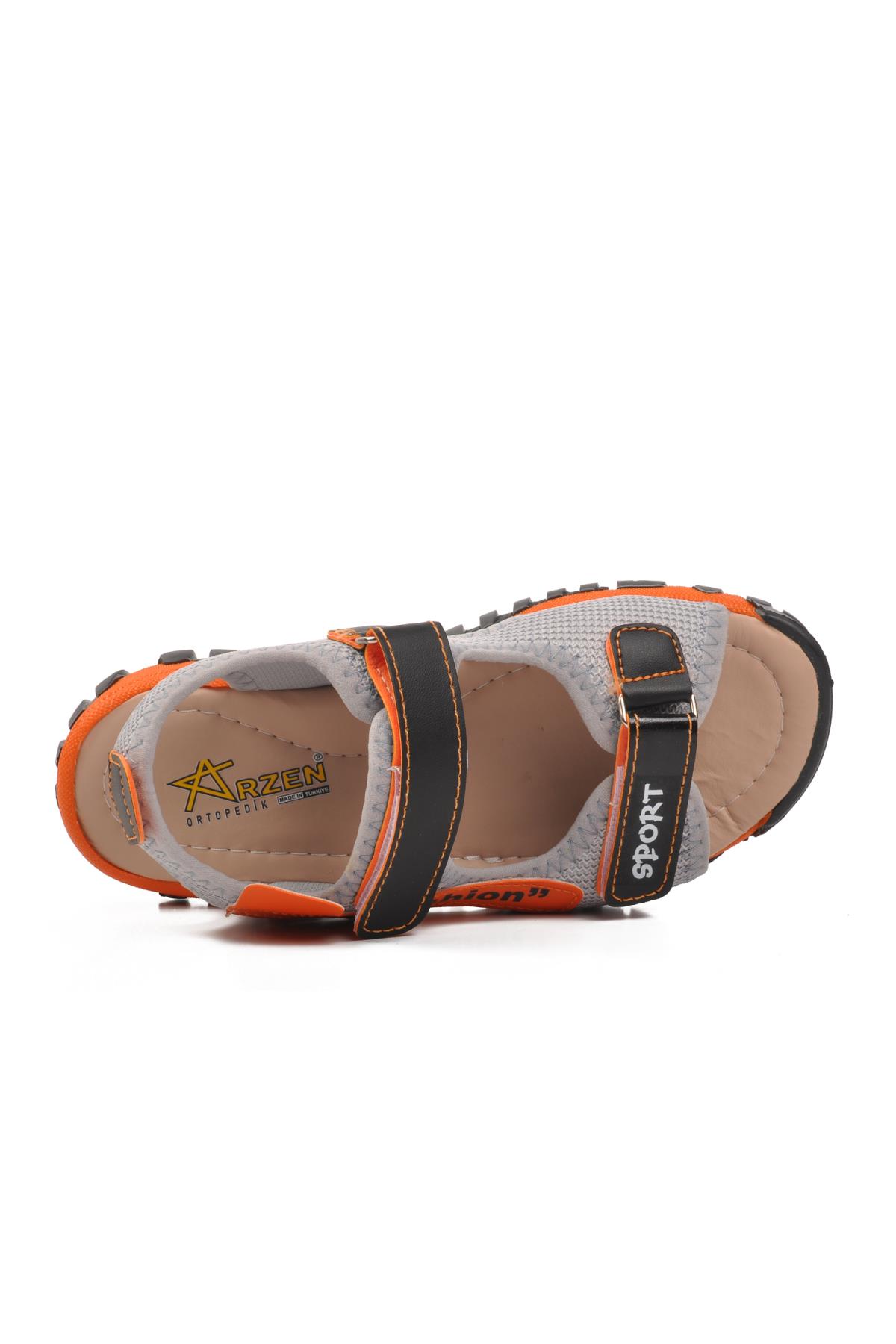 24-410-F Siyah-Turuncu Ortopedik Erkek Çocuk Sandalet - Görsel 5