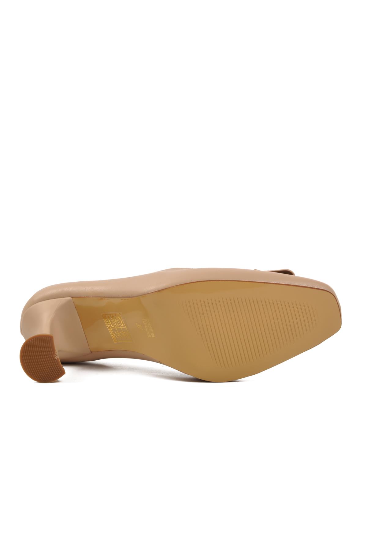 312181 Bej Cilt Kadın Topuklu Ayakkabı - Görsel 6
