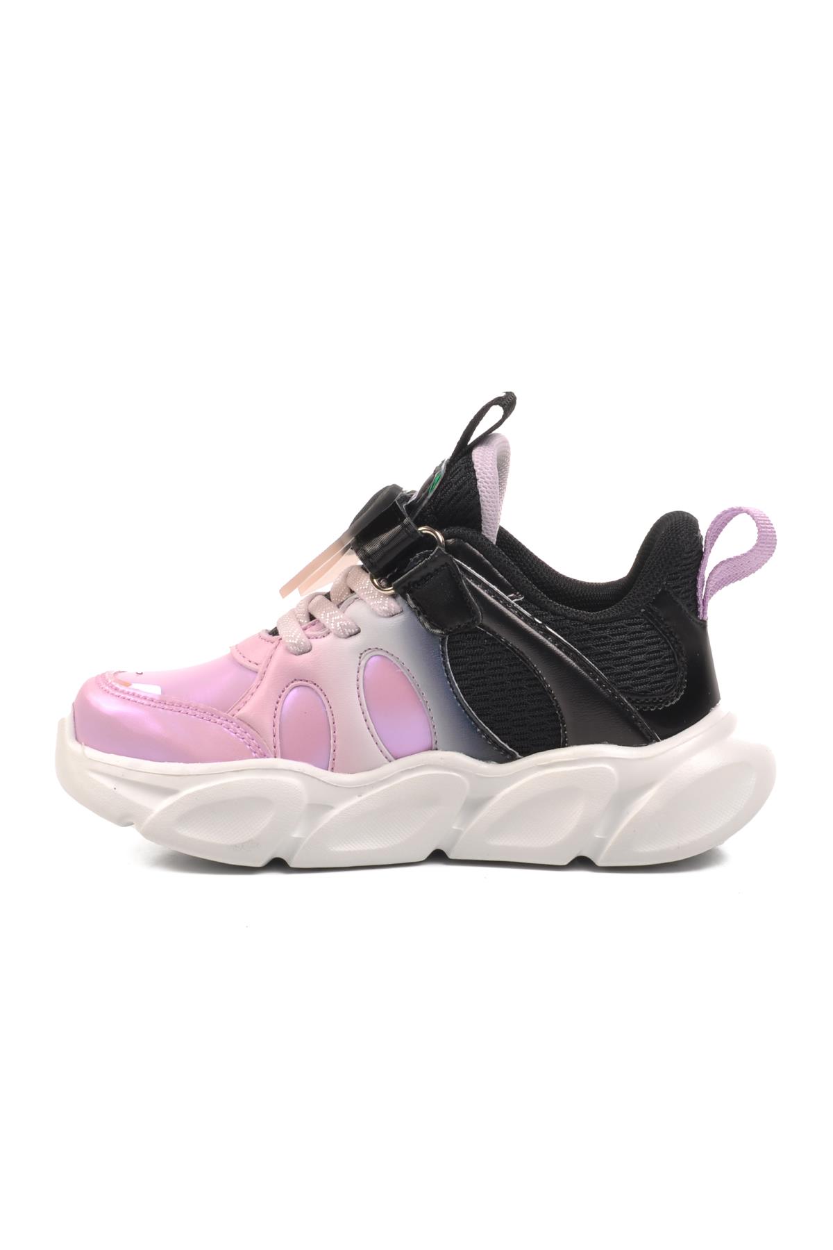 1830-P Lila-Siyah Kız Çocuk Spor Ayakkabı - Görsel 4