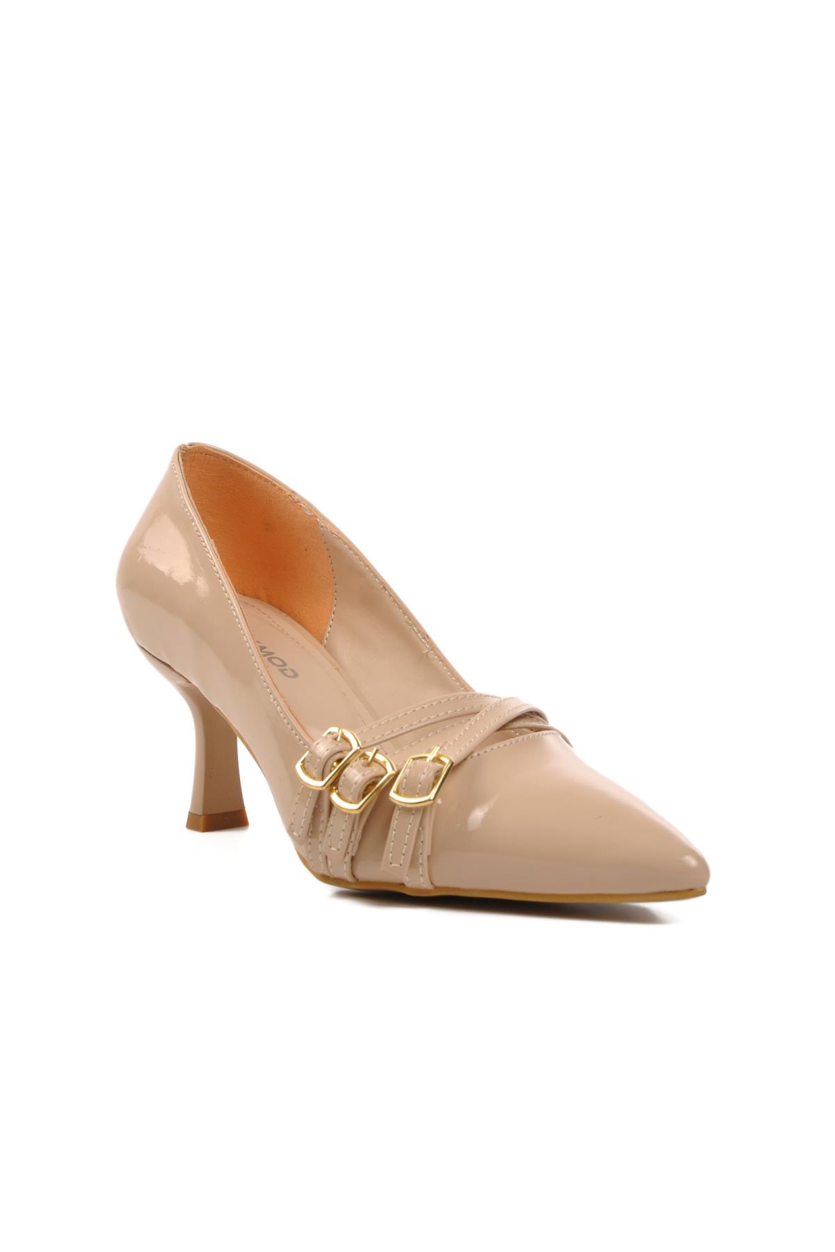 458296 Nude Rugan İnce Topuklu Kadın Abiye Ayakkabı - Görsel 2