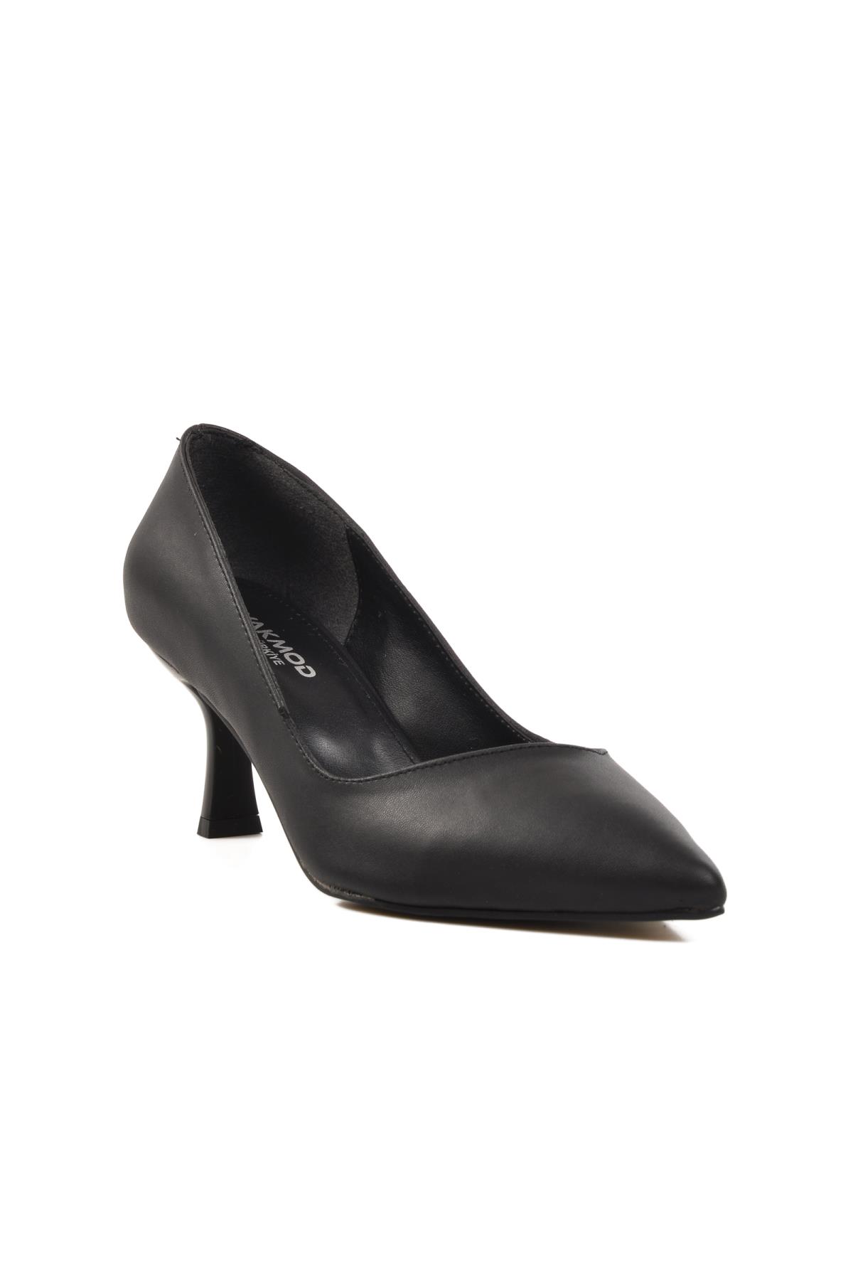 458299 İnce Topuklu Siyah Cilt Kadın Abiye Ayakkabı - Görsel 2