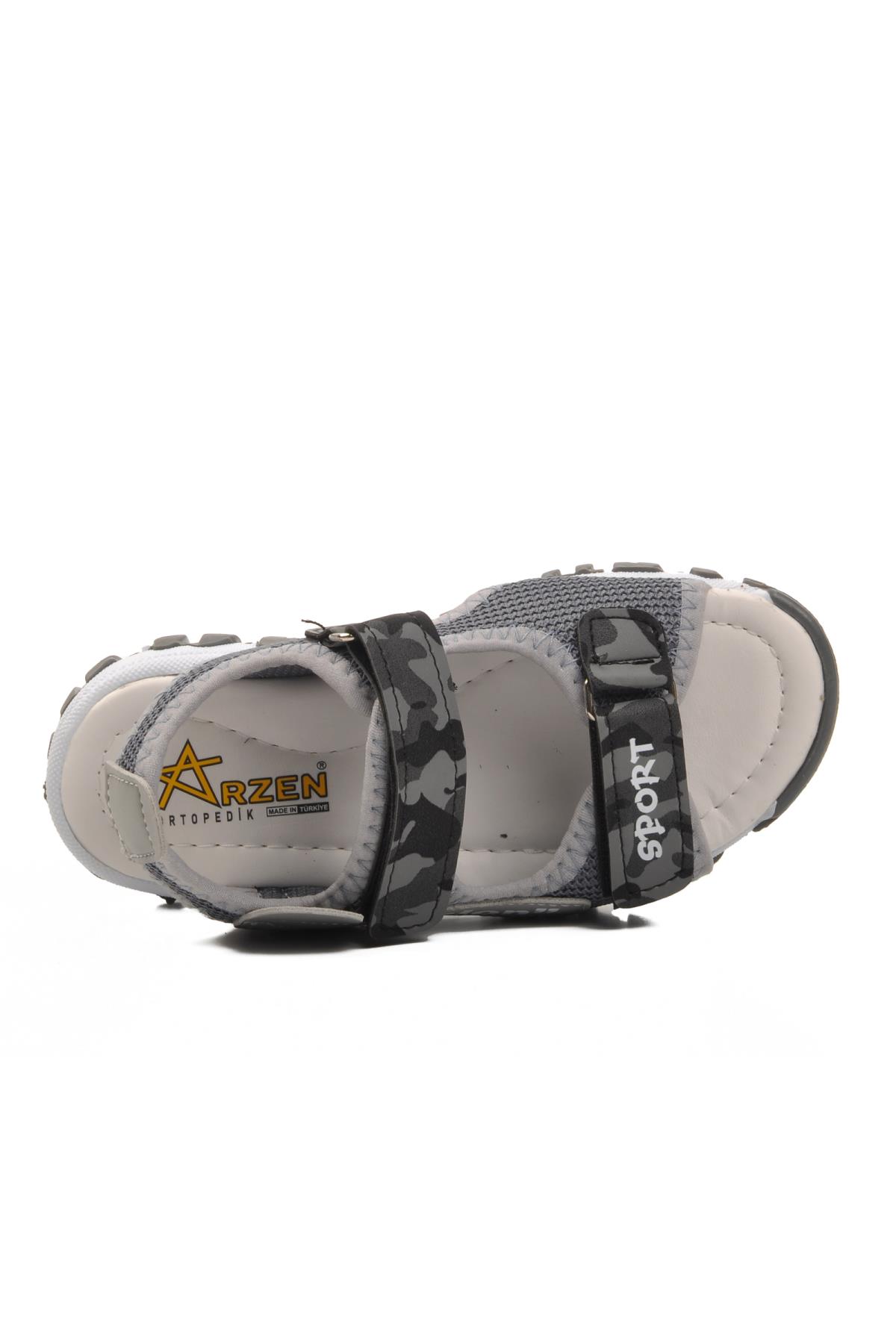 24-410-P Gri Kamuflaj Erkek Çocuk Sandalet - Görsel 5