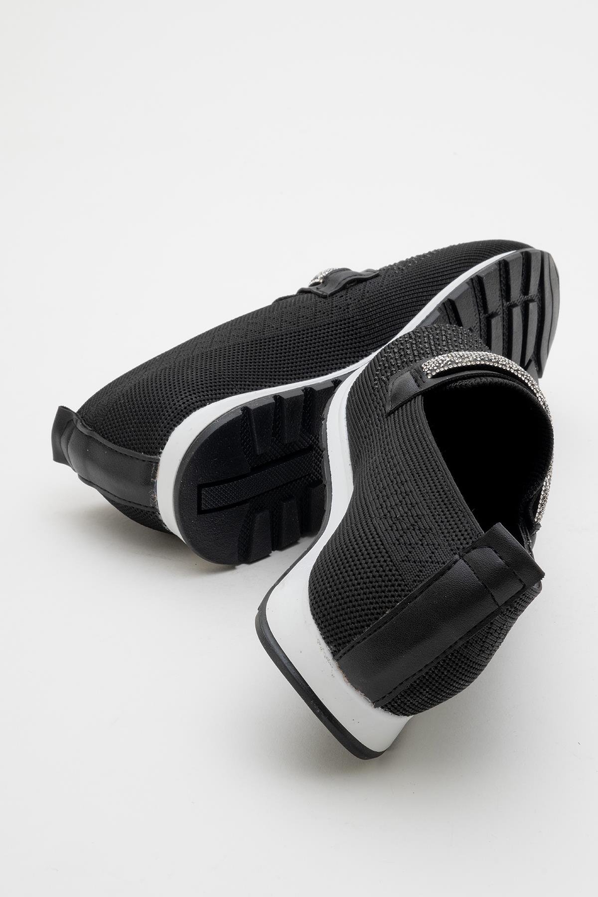 Kadın Taşlı Triko Günlük Ayakkabı SİYAH - Görsel 5