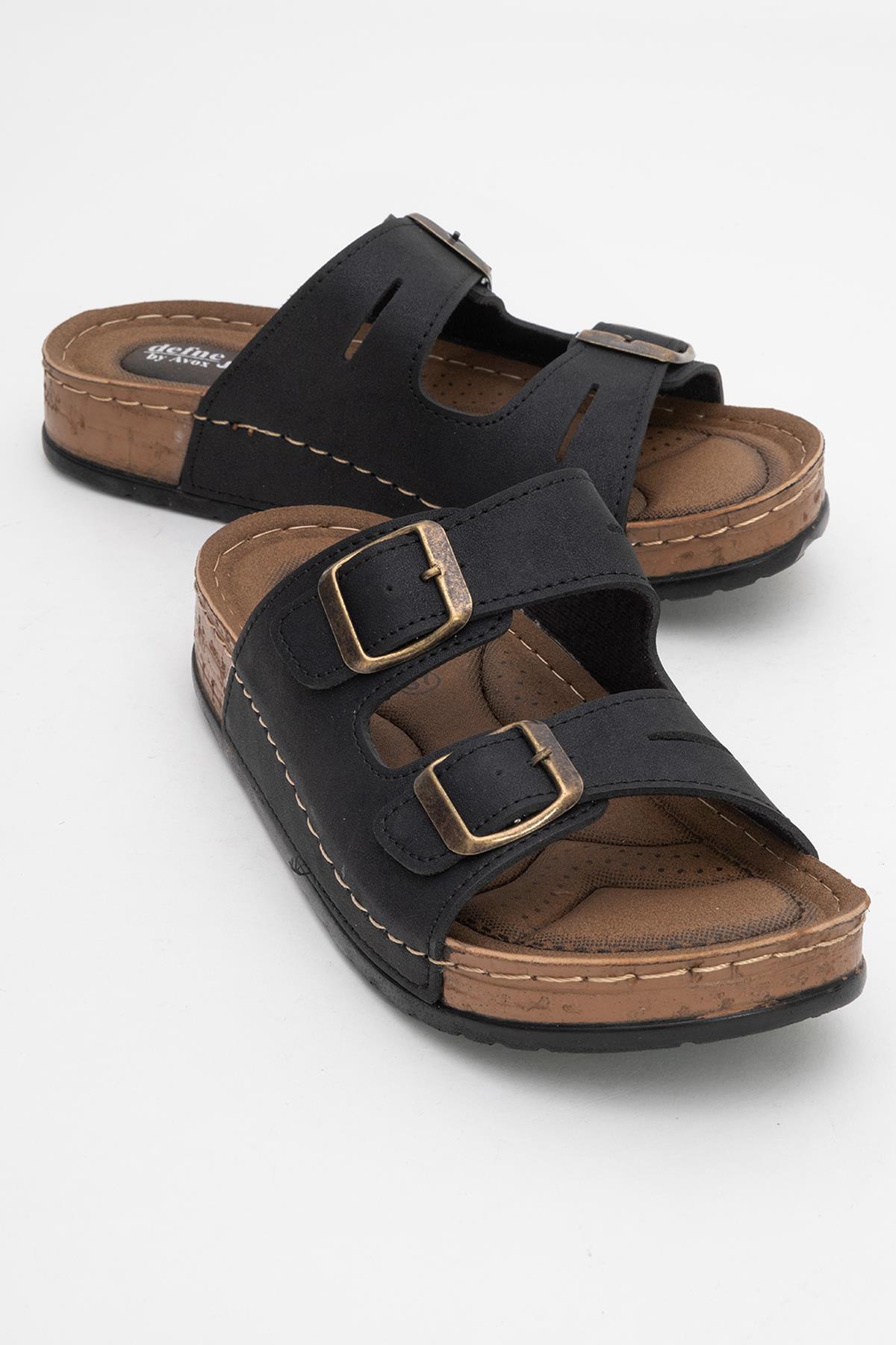 Kadın Tokalı Terlik SİYAH - Görsel 2