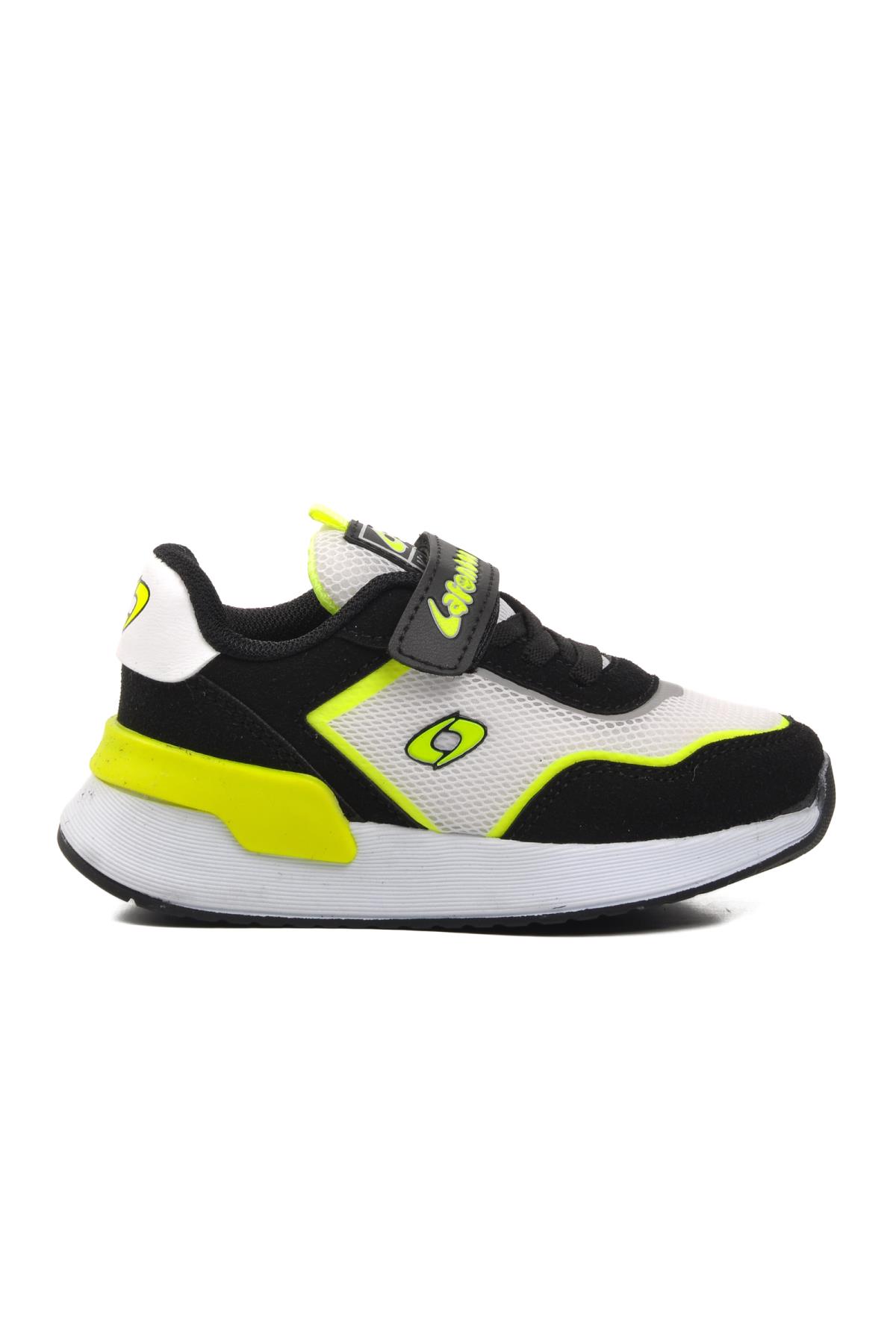730-P Siyah-Beyaz-Fosfor Sarı Çocuk Spor Ayakkabı - Görsel 3
