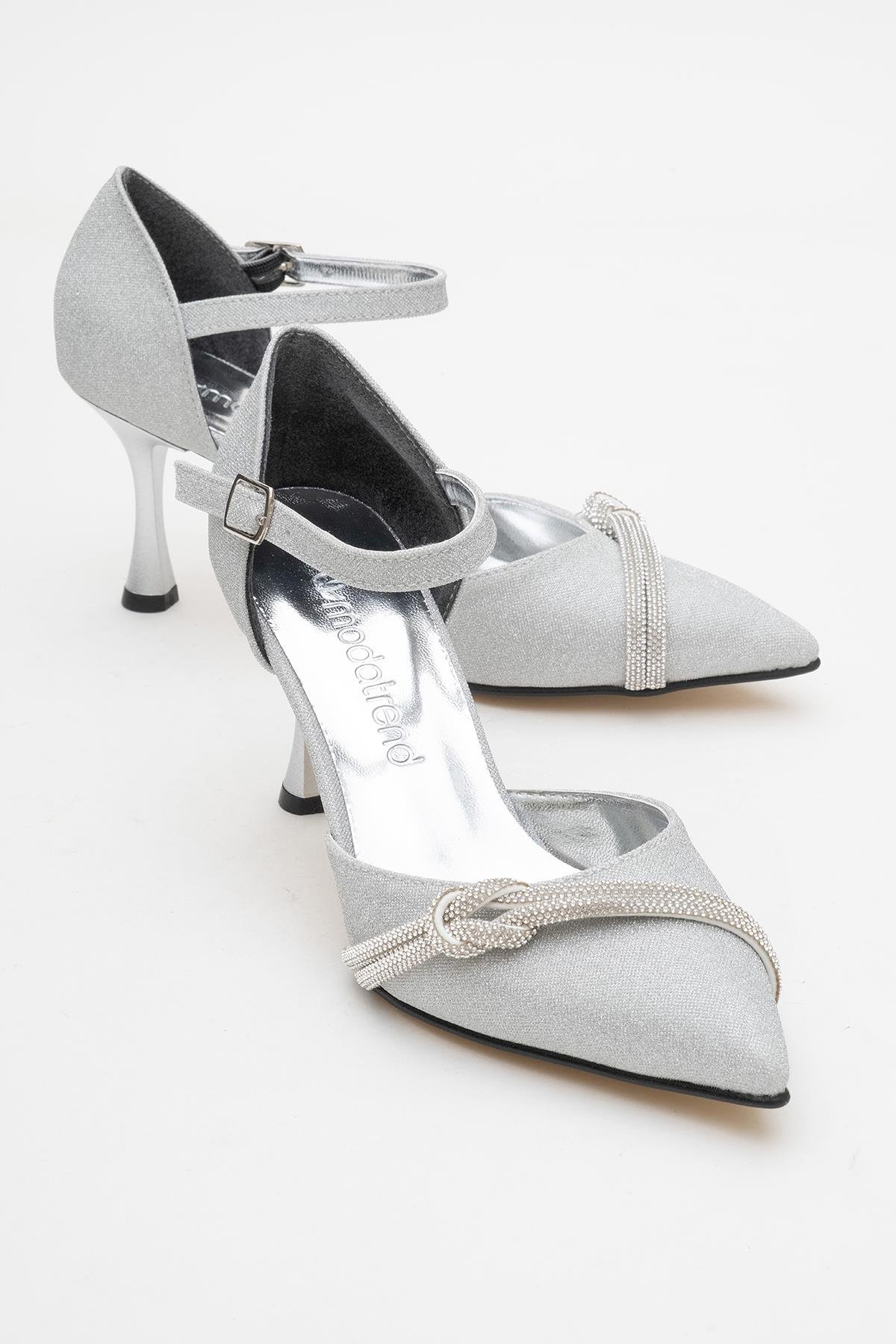 Kadın Taşlı Topuklu Ayakkabı GÜMÜŞ SİM - Görsel 2