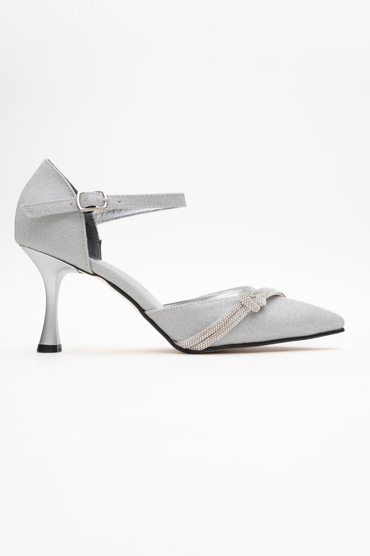 Kadın Taşlı Topuklu Ayakkabı GÜMÜŞ SİM - Görsel 3
