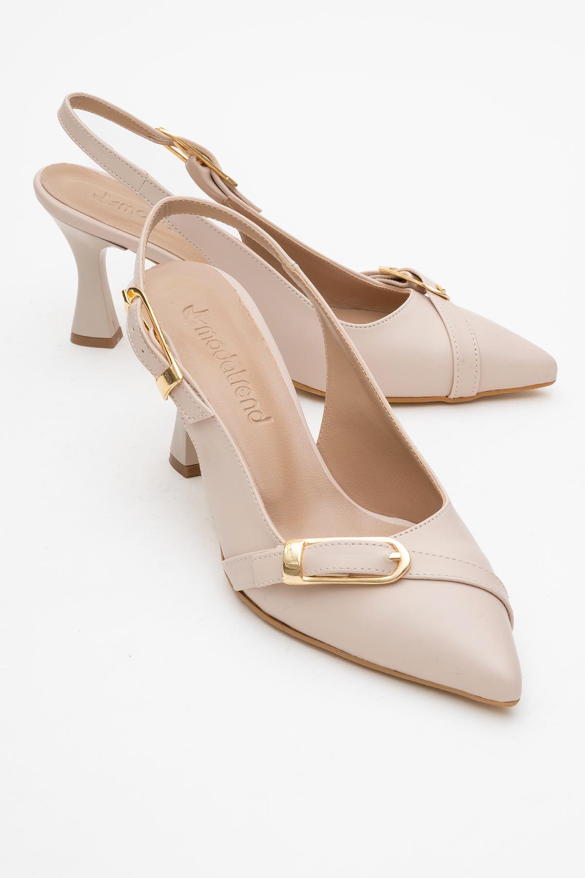 Kadın Tokalı Açık Topuklu Ayakkabı TEN CİLT - Görsel 2