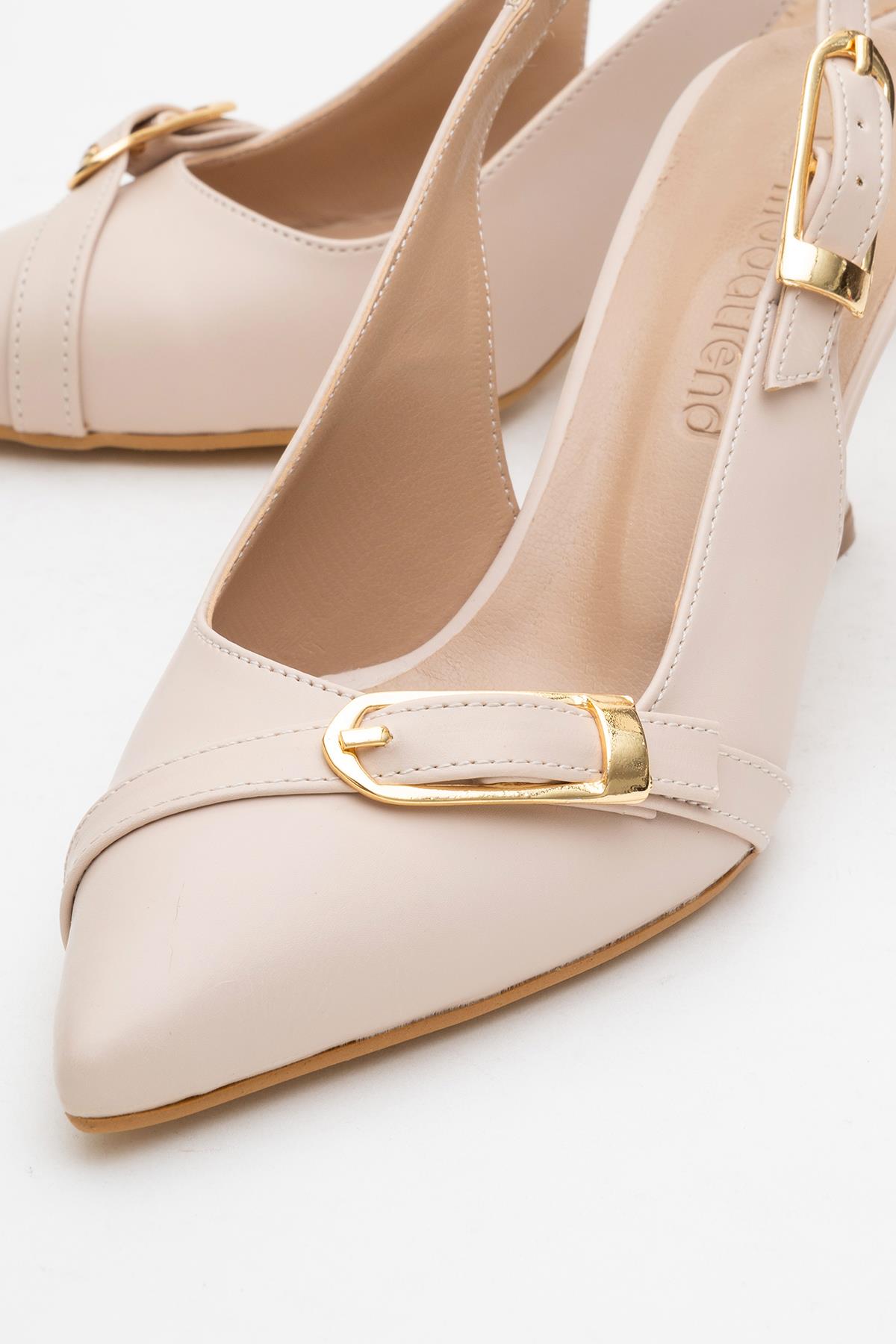 Kadın Tokalı Açık Topuklu Ayakkabı TEN CİLT - Görsel 4