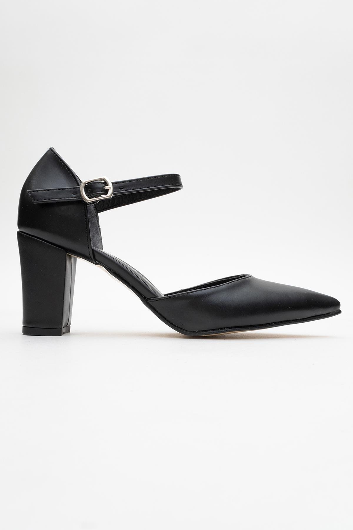 Kadın Tokalı Topuklu Ayakabı SİYAH CİLT - Görsel 3