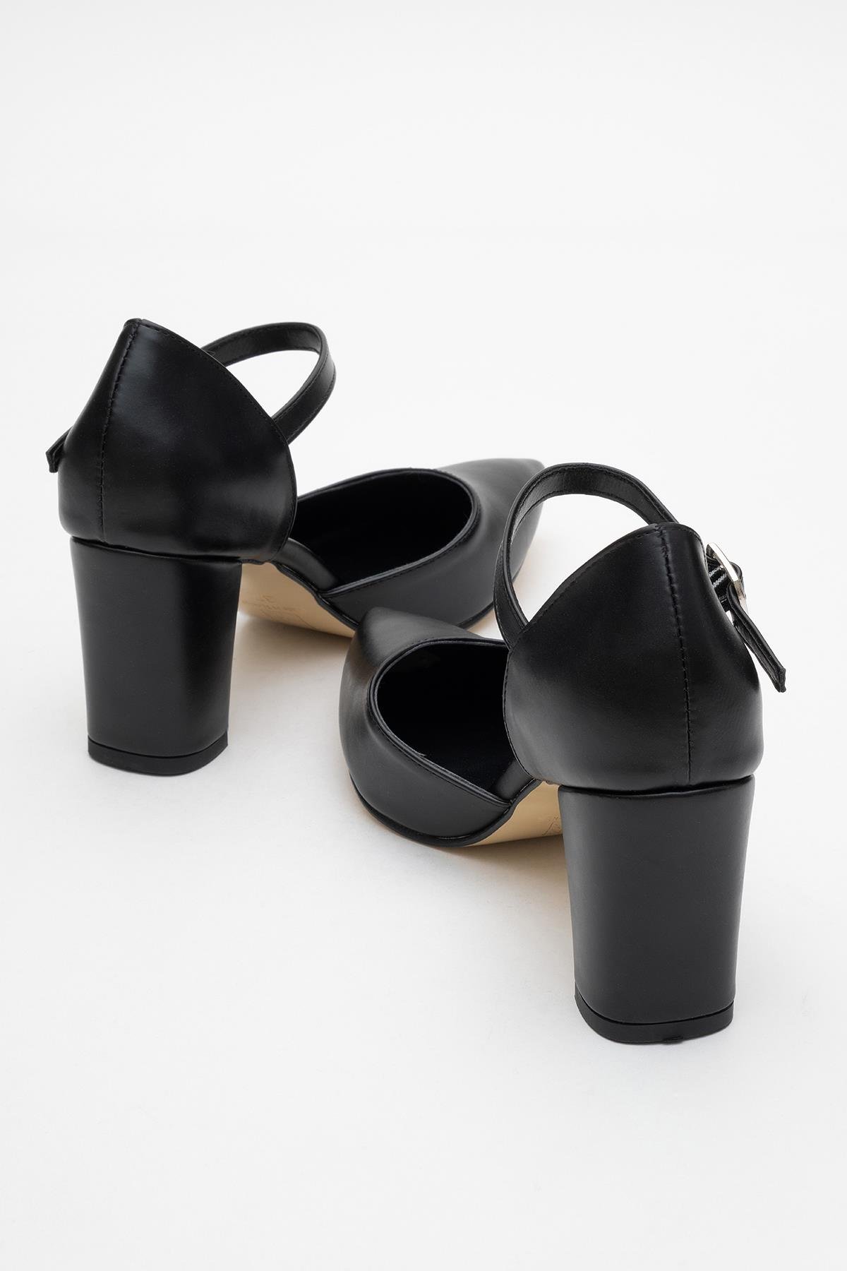 Kadın Tokalı Topuklu Ayakabı SİYAH CİLT - Görsel 5