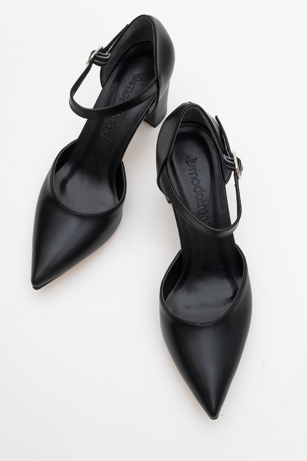 Kadın Tokalı Topuklu Ayakabı SİYAH CİLT - Görsel 6