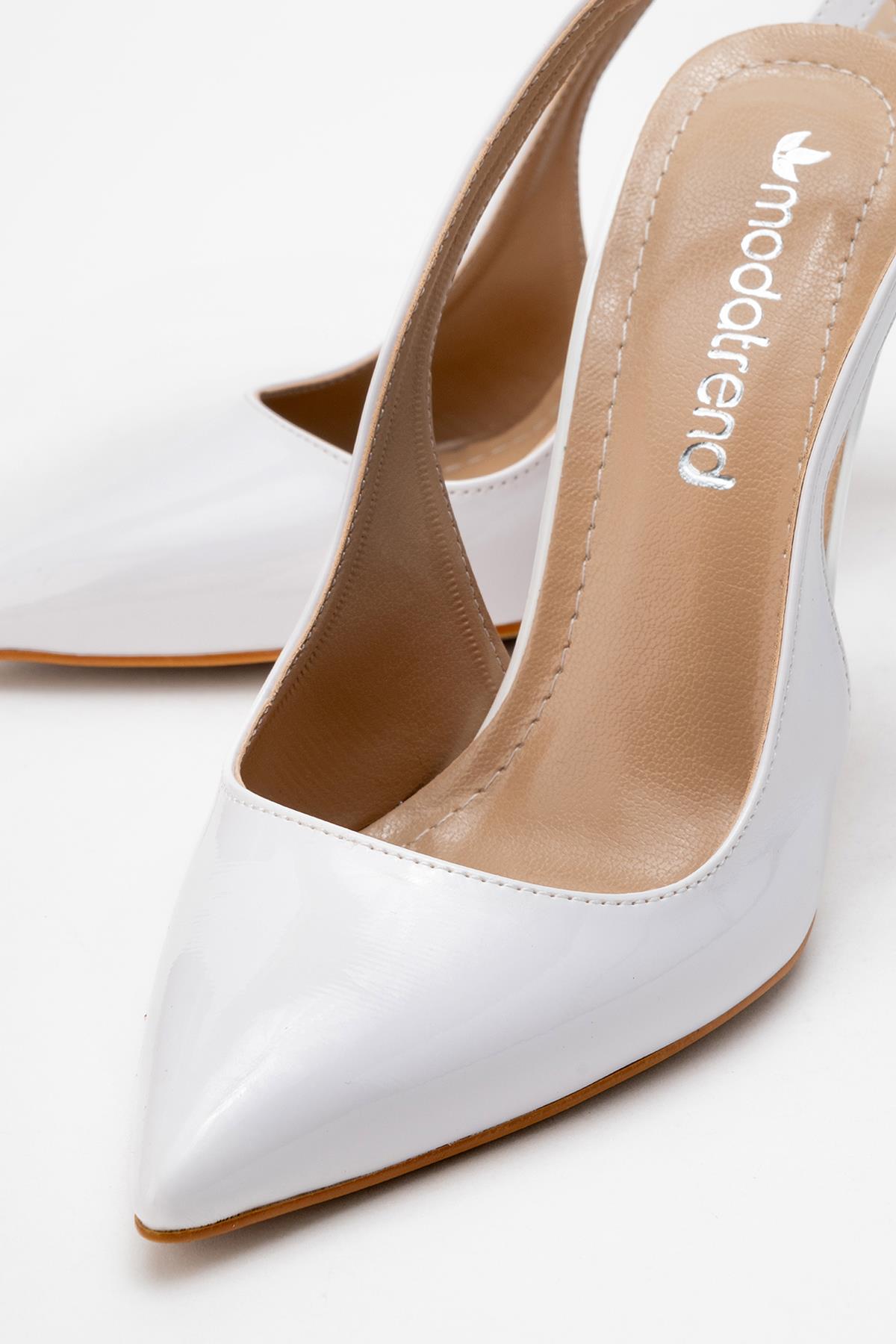 Kadın Stiletto Ayakkab BEYAZ RUGAN - Görsel 4