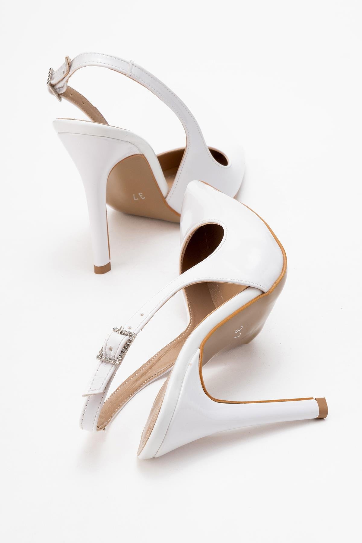 Kadın Stiletto Ayakkab BEYAZ RUGAN - Görsel 5