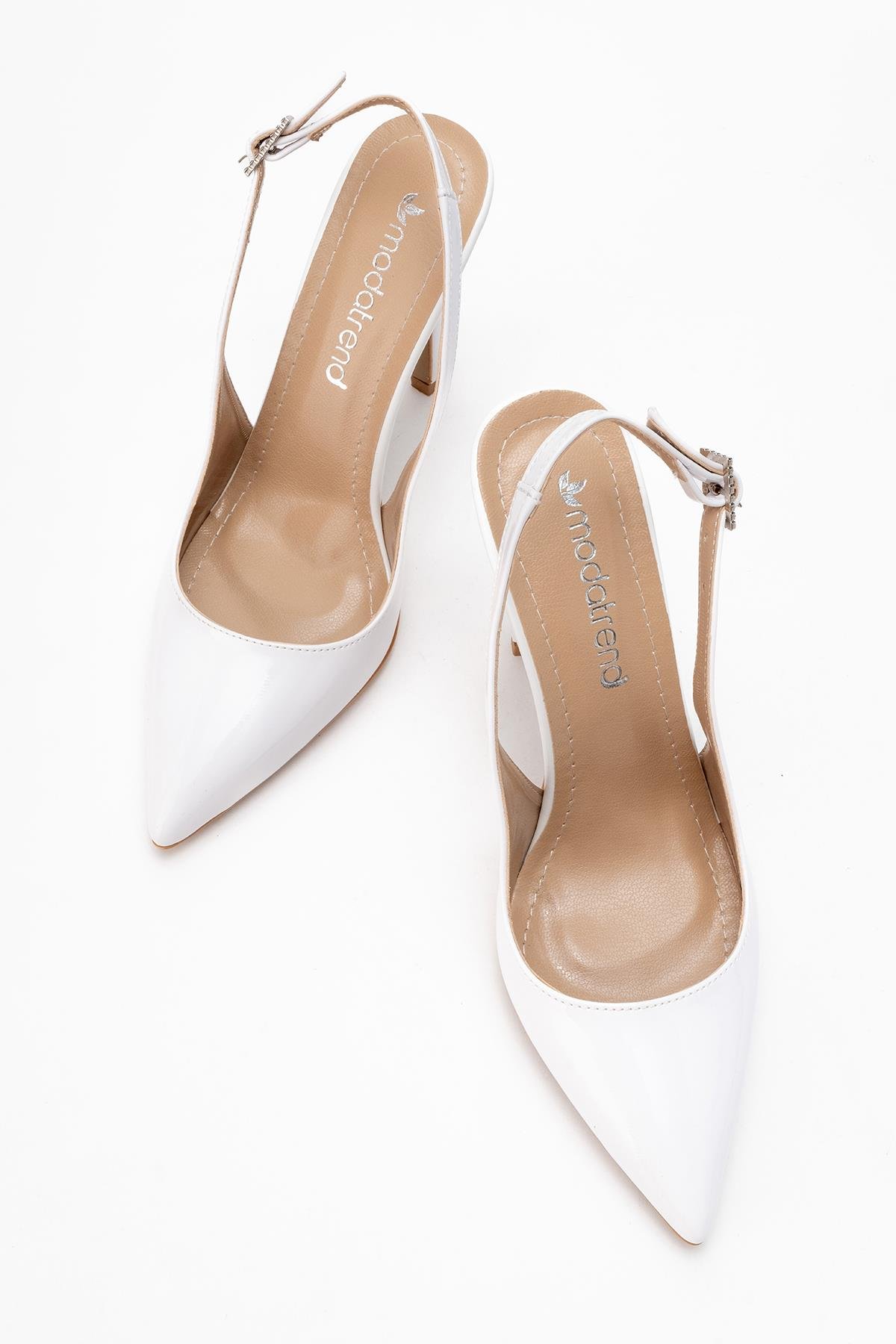 Kadın Stiletto Ayakkab BEYAZ RUGAN - Görsel 6