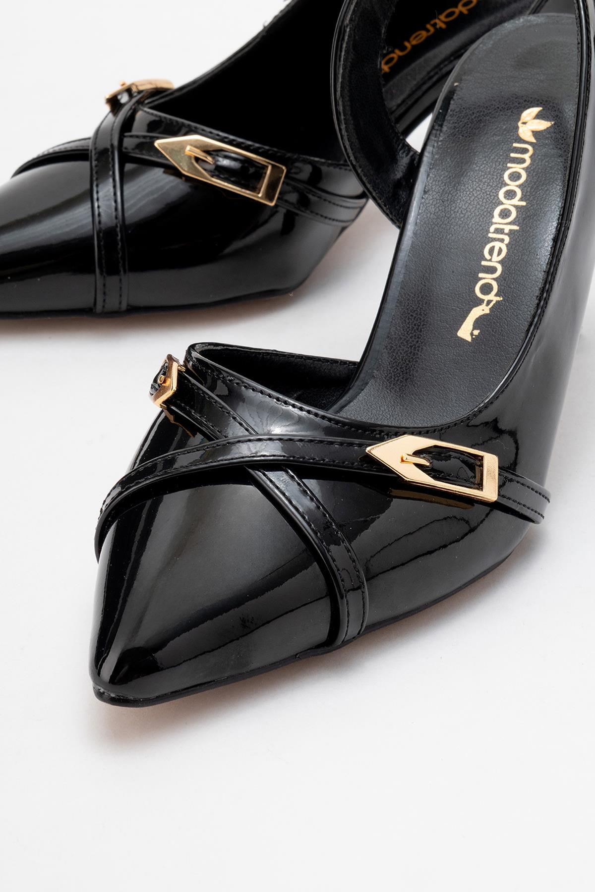 Kadın Sivri Burun Açık Ayakkabı SİYAH RUGAN - Görsel 4