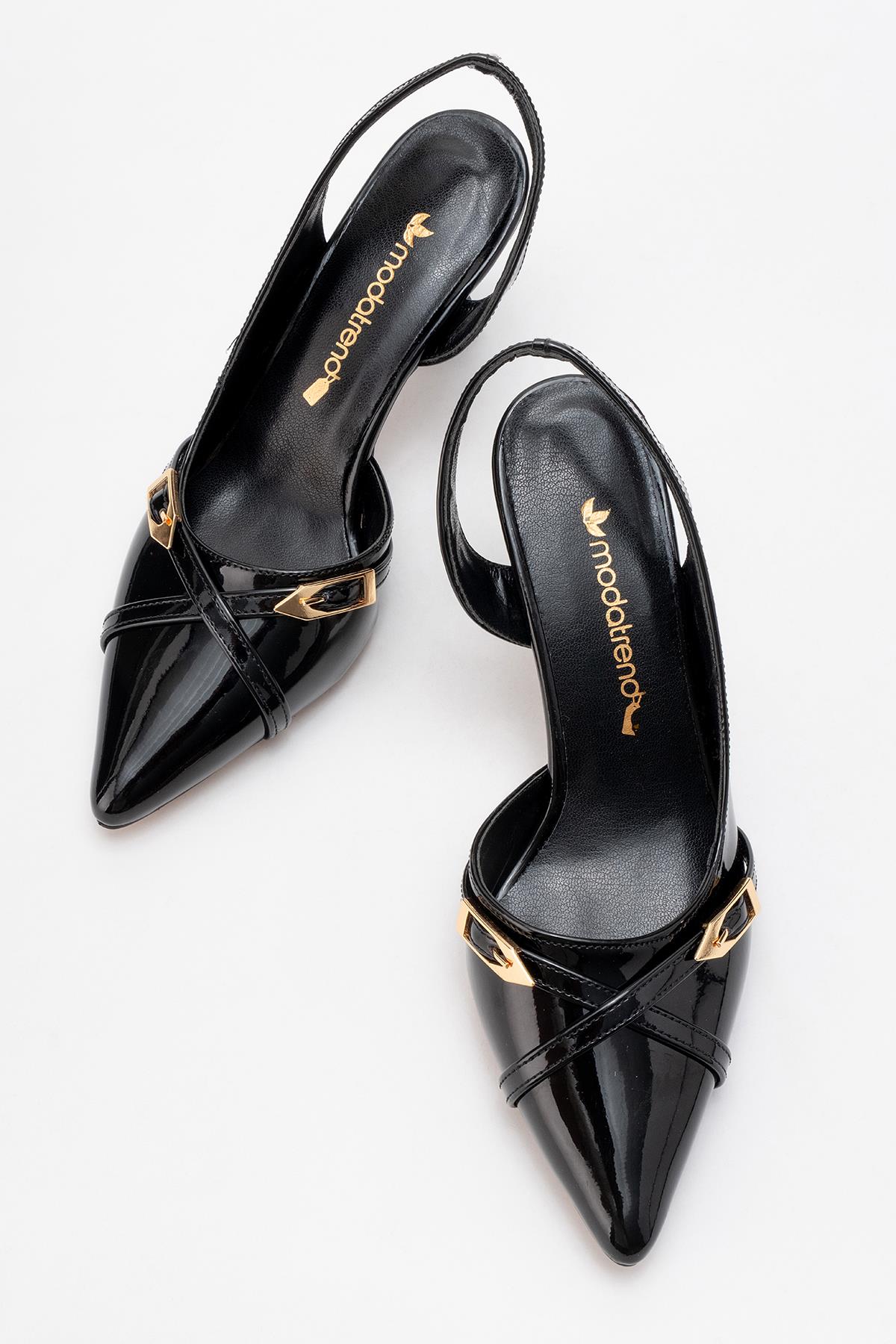 Kadın Sivri Burun Açık Ayakkabı SİYAH RUGAN - Görsel 6