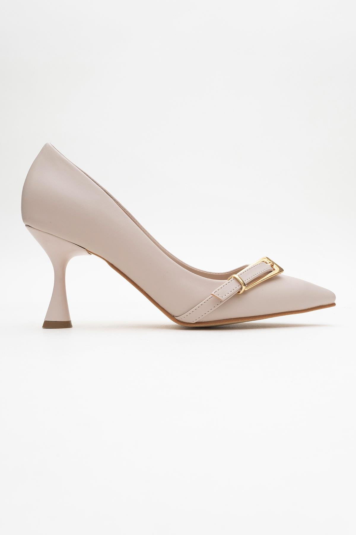 Kadın Zincirli Topuklu Ayakkabı TEN CİLT - Görsel 3