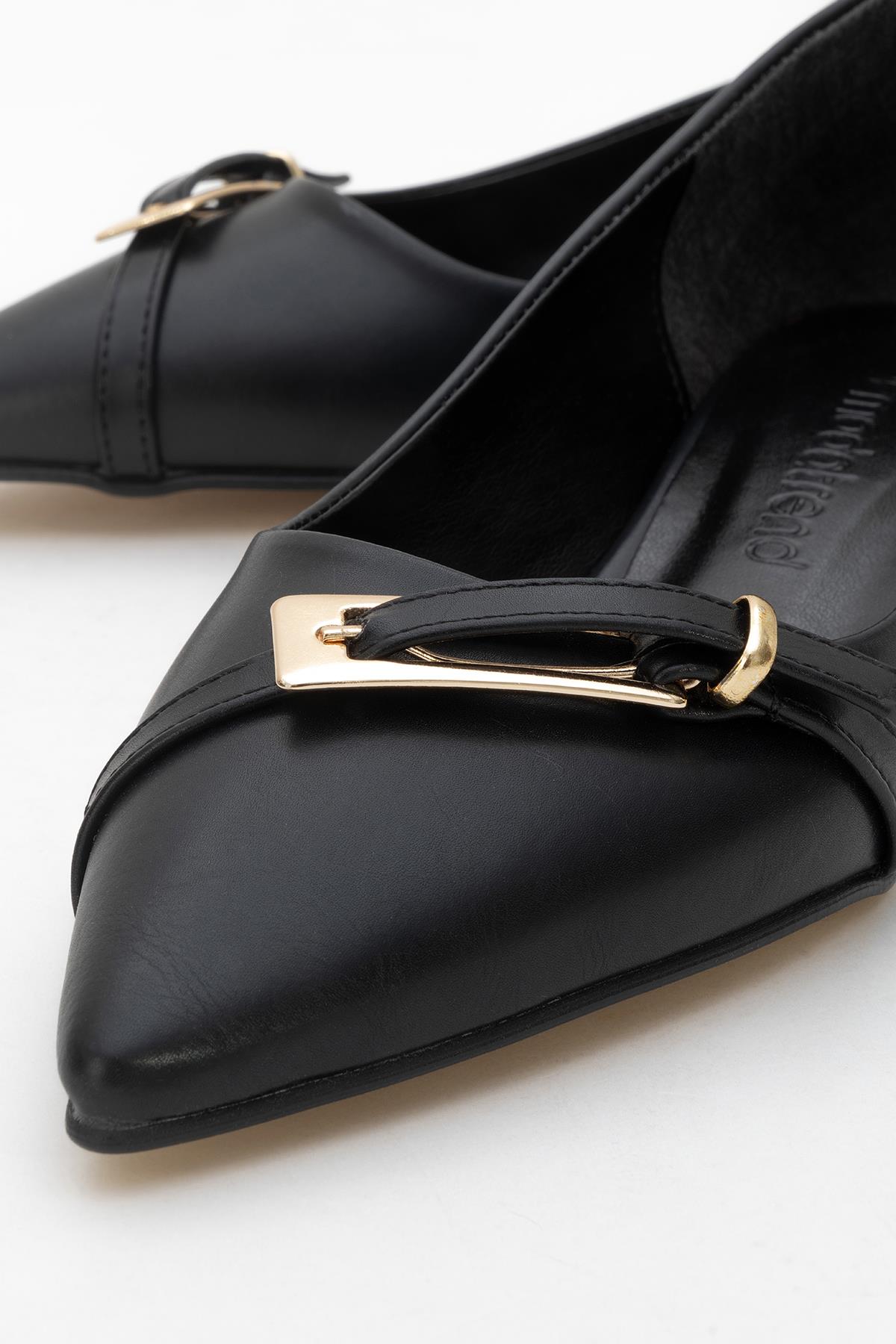 Kadın Tokalı Topuklu Ayakkabı SİYAH CİLT - Görsel 4