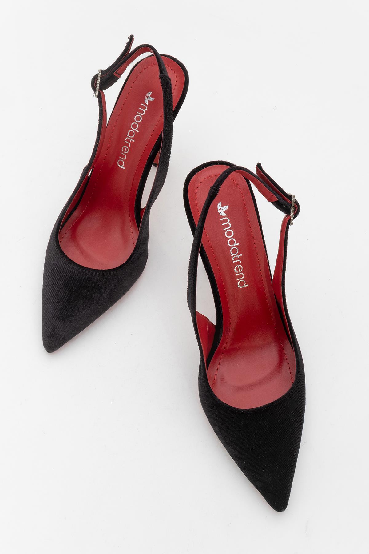 Kadın Stiletto Ayakkabı SİYAH KADİFE - Görsel 4