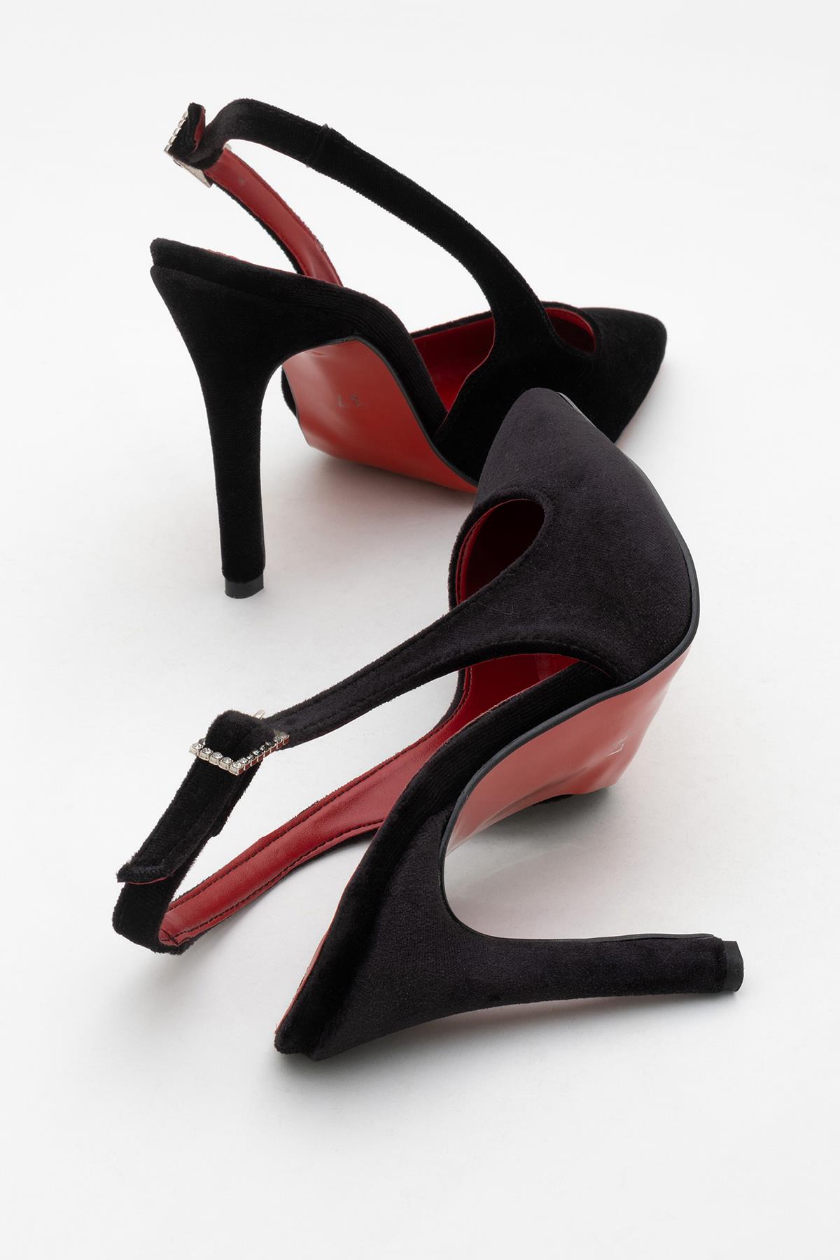 Kadın Stiletto Ayakkabı SİYAH KADİFE - Görsel 5