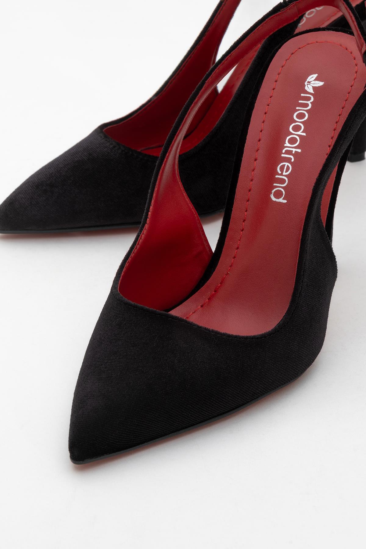 Kadın Stiletto Ayakkabı SİYAH KADİFE - Görsel 6