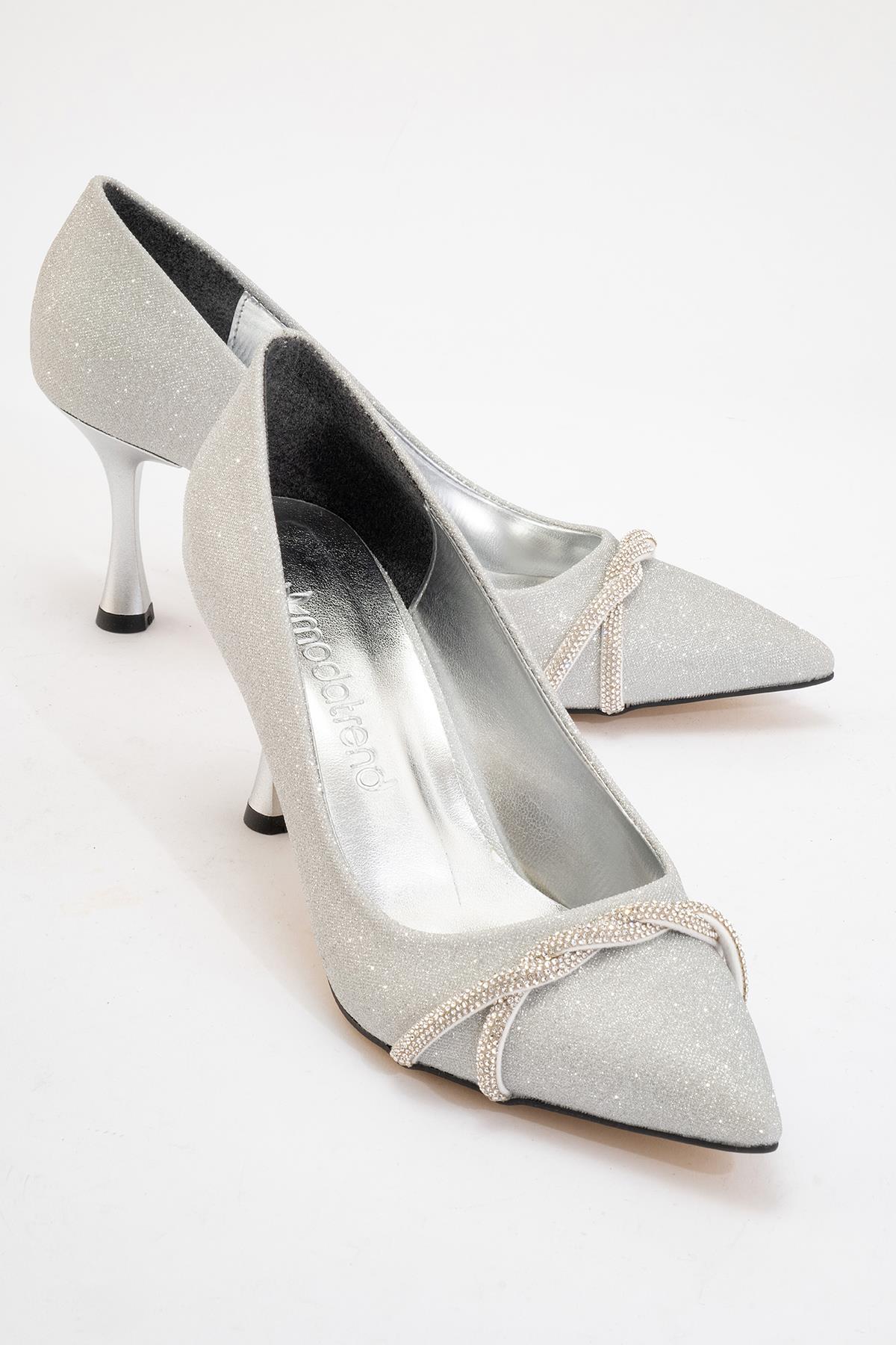 Kadın Dolama Taşlı Stiletto GÜMÜŞ SİM - Görsel 2