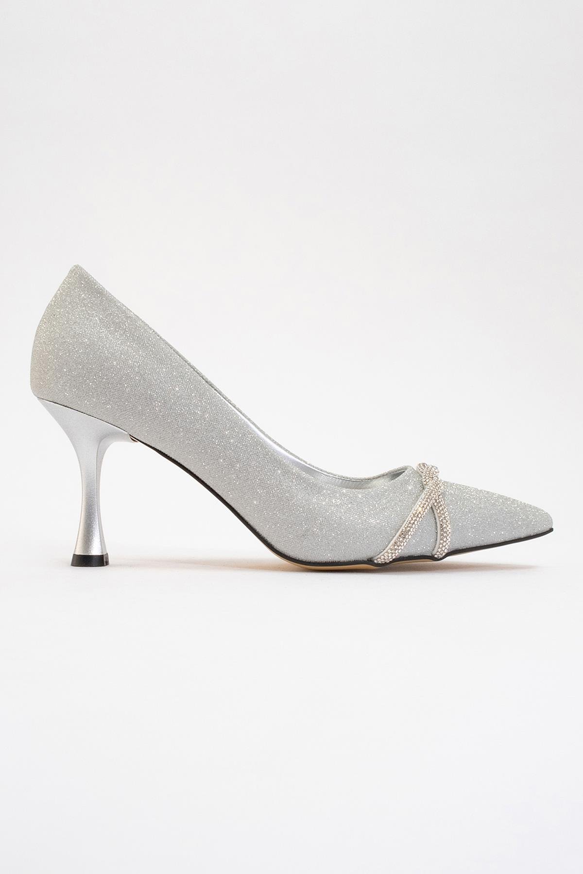 Kadın Dolama Taşlı Stiletto GÜMÜŞ SİM - Görsel 3