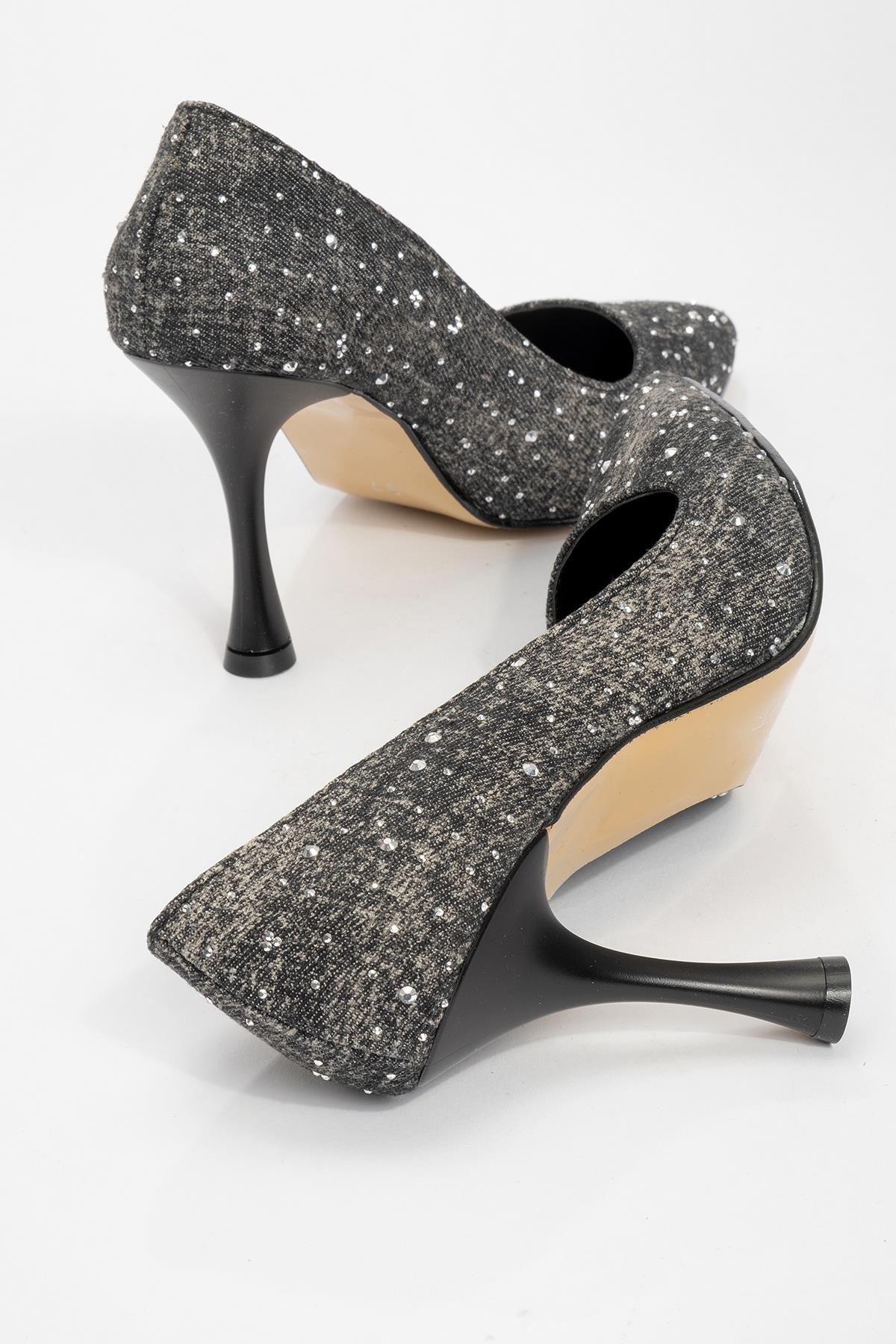 Kadın Topuklu Ayakkabı SİYAH KOT - Görsel 5