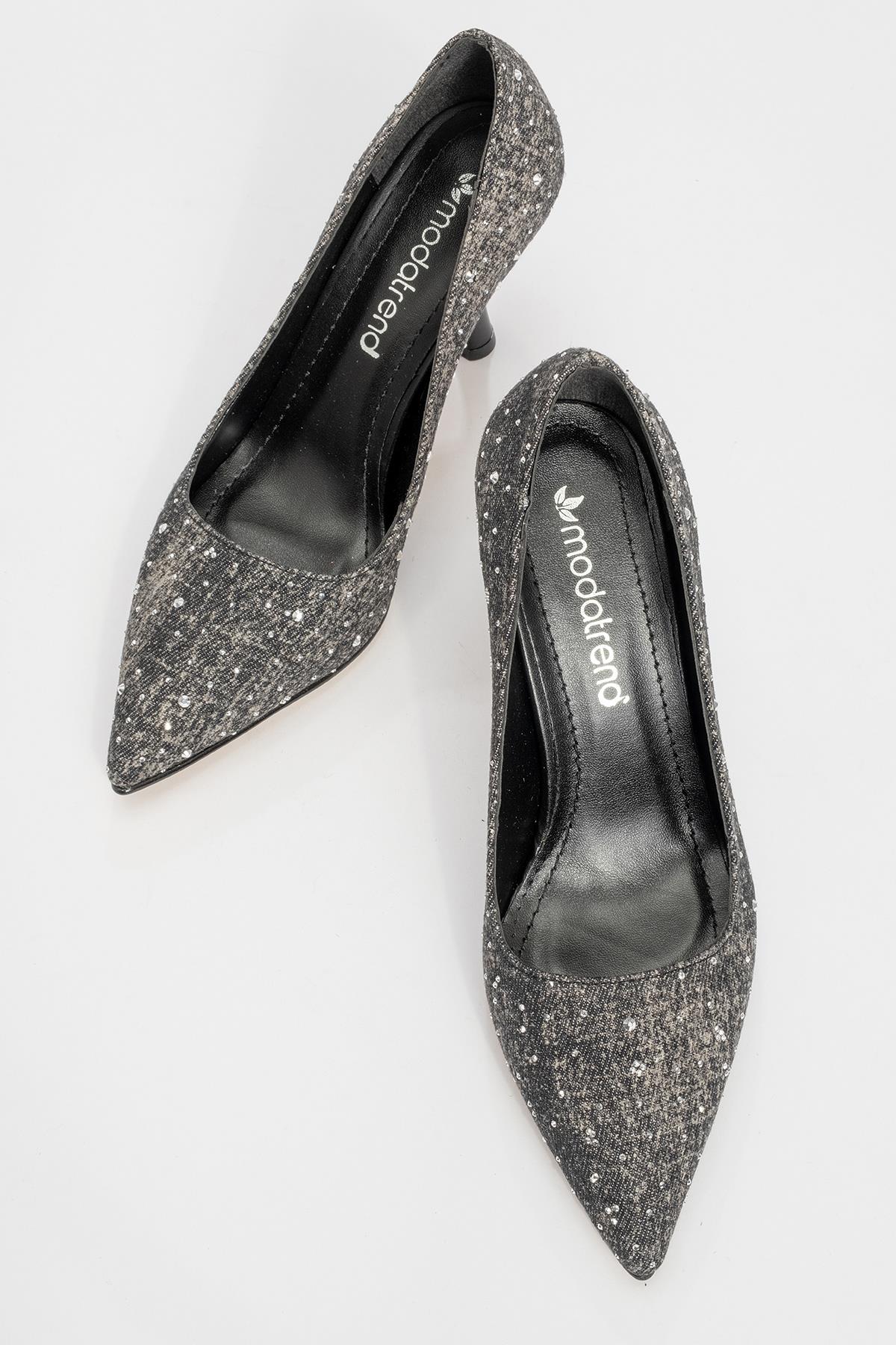 Kadın Topuklu Ayakkabı SİYAH KOT - Görsel 6