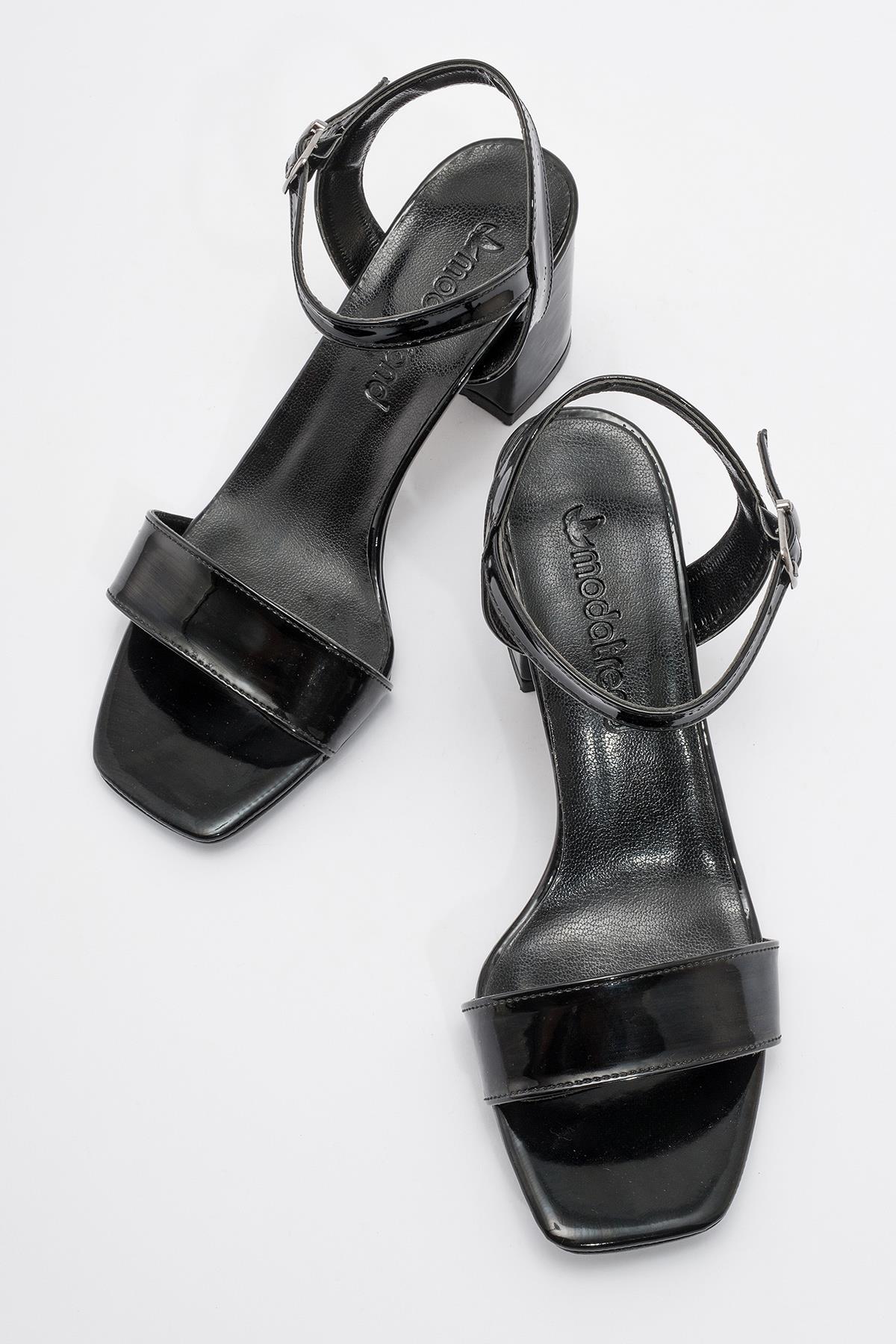 Tek Bantlı Kadın Topuklu Sandalet SİYAH RUGAN - Görsel 6