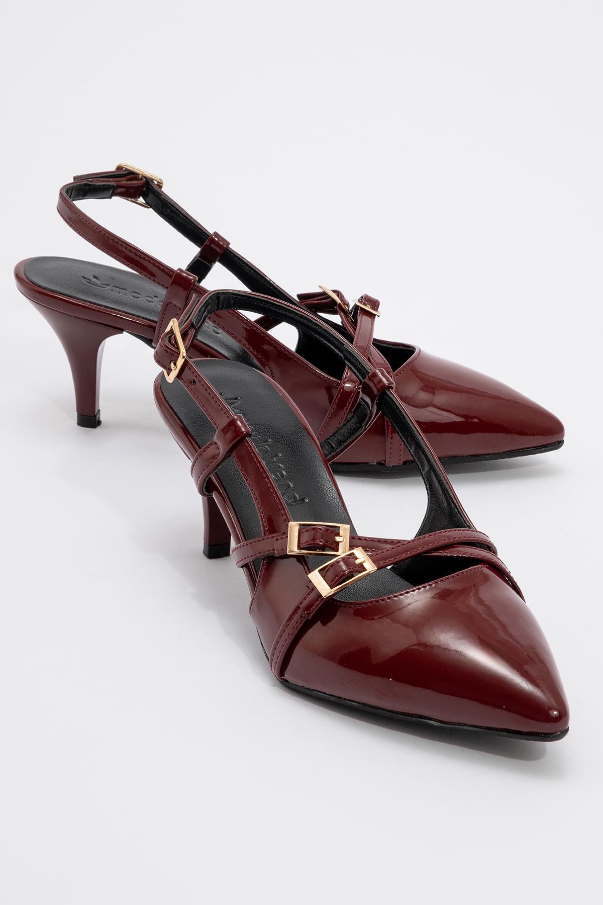 Kadın 3 Tokalı Topuklu Ayakkabı BORDO RUGAN - Görsel 2