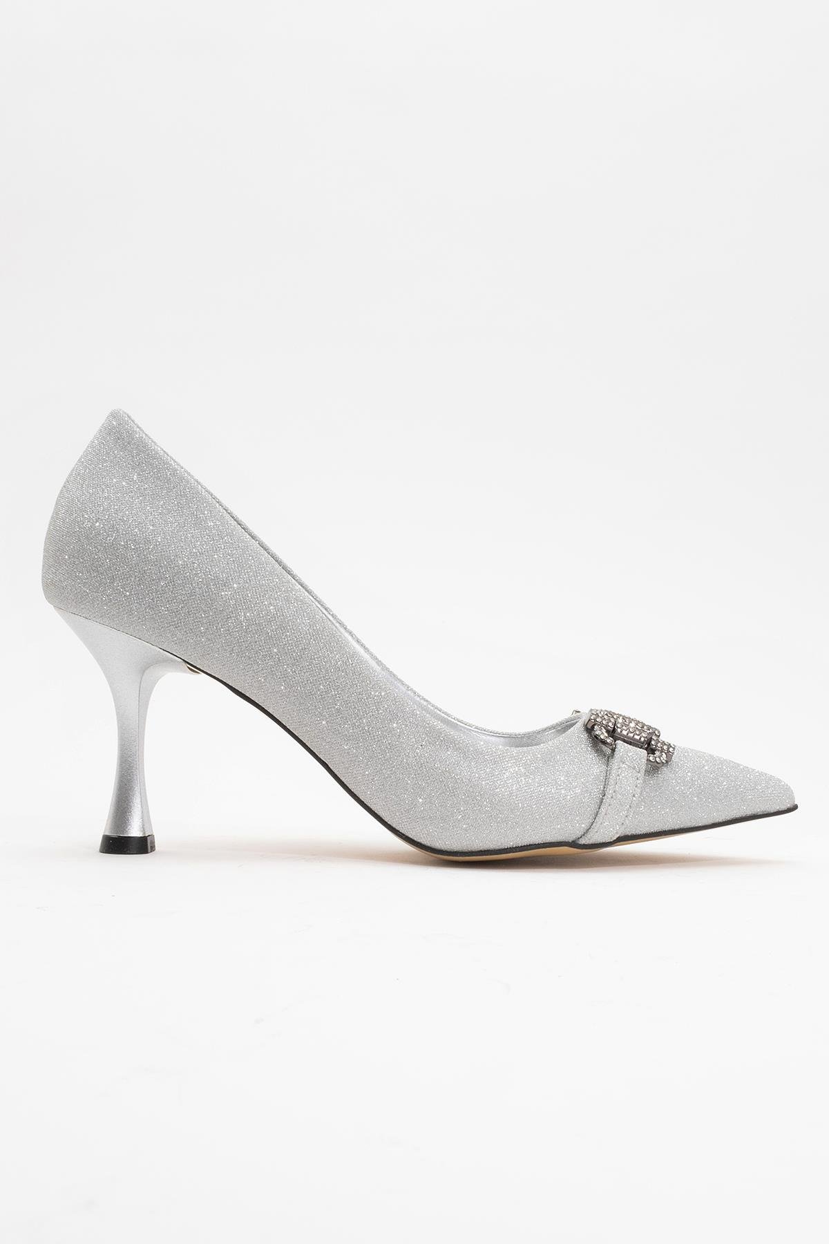 Kadın Taşlı Topuklu Ayakkabı GÜMÜŞ SİM - Görsel 3