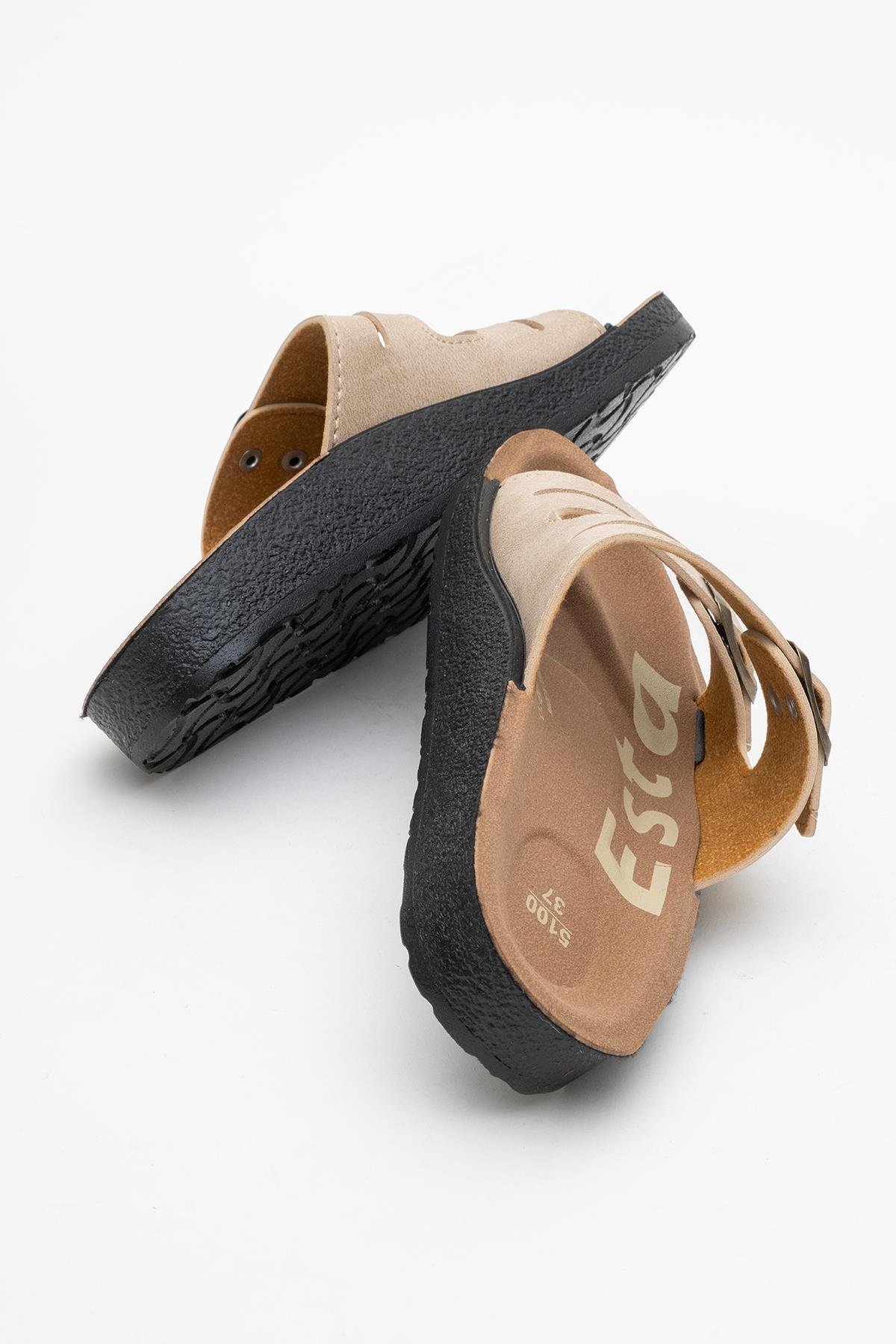 Tokalı Kadın Düz Terlik BEJ - Görsel 5