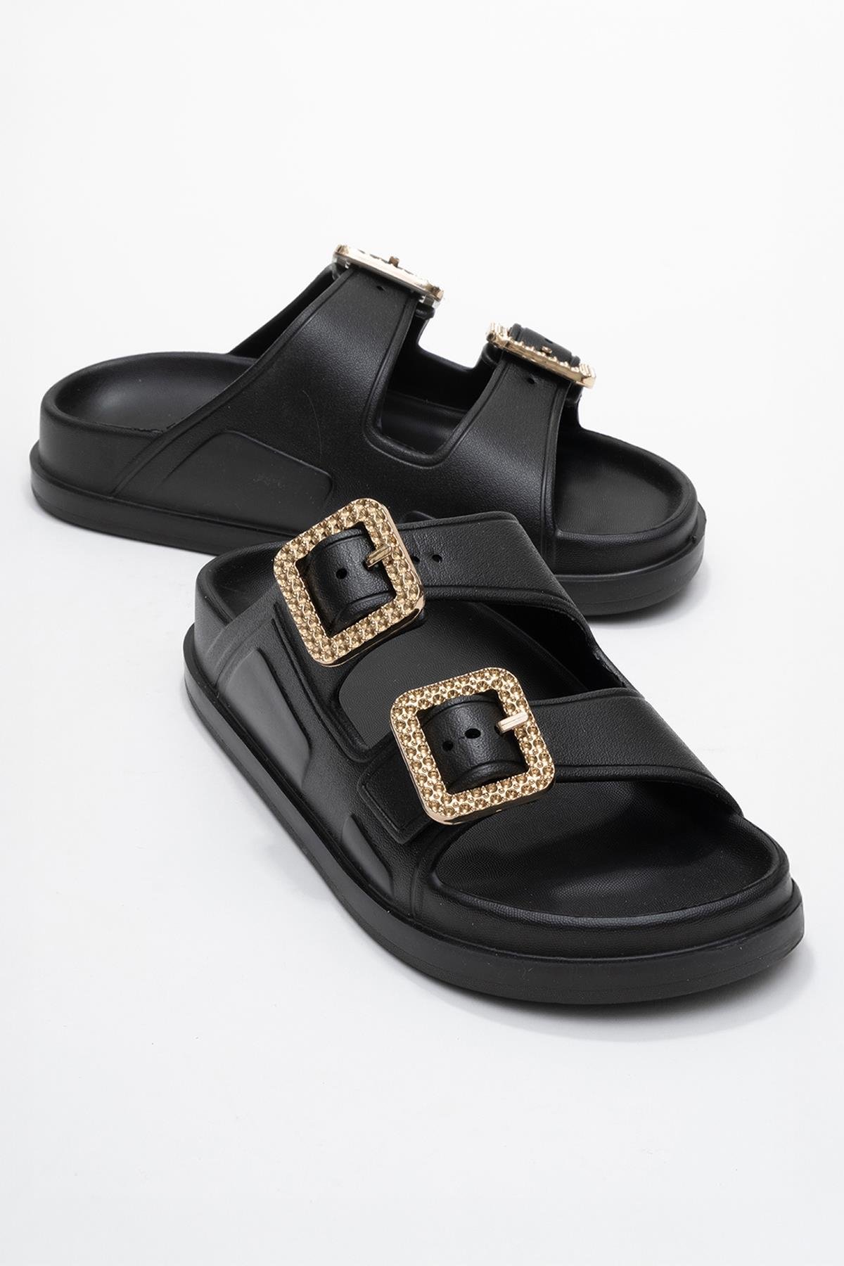 Kadın Bantlı Tokalı Terlik SİYAH - Görsel 2
