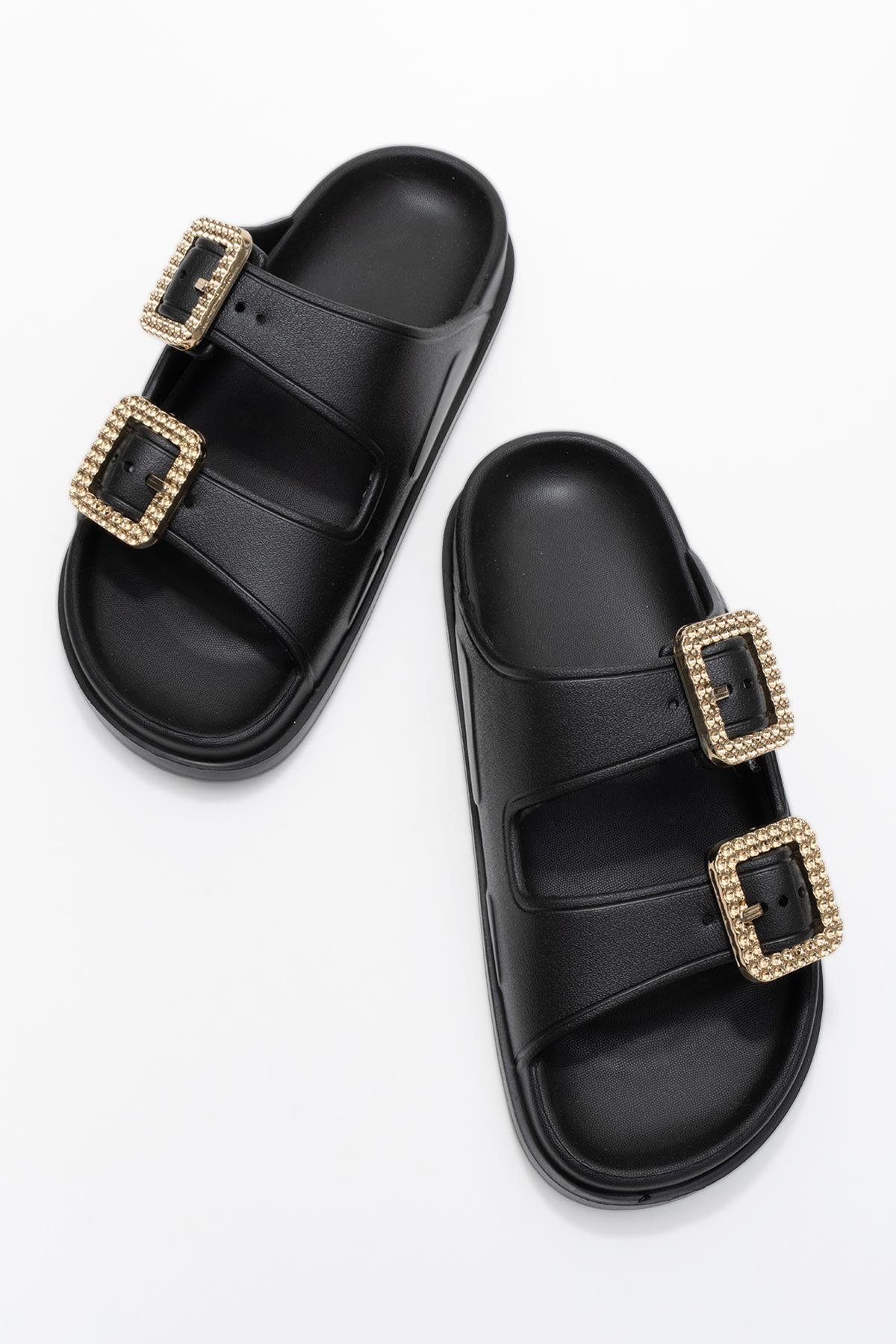 Kadın Bantlı Tokalı Terlik SİYAH - Görsel 6